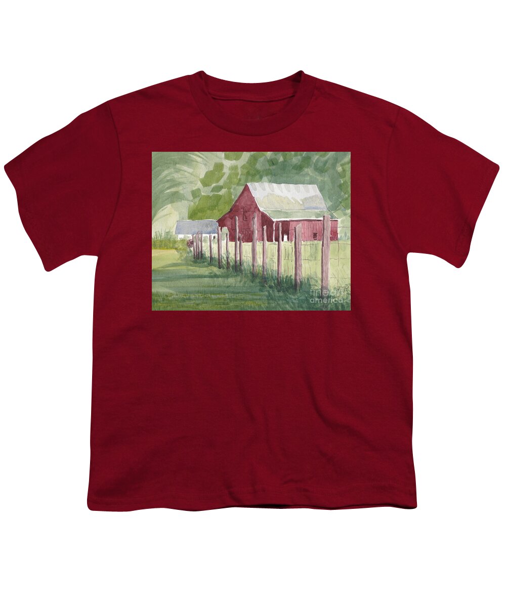Maryland Youth T-Shirt featuring the painting Barn, View #2, on Holly Drive by Maryland Outdoor Life