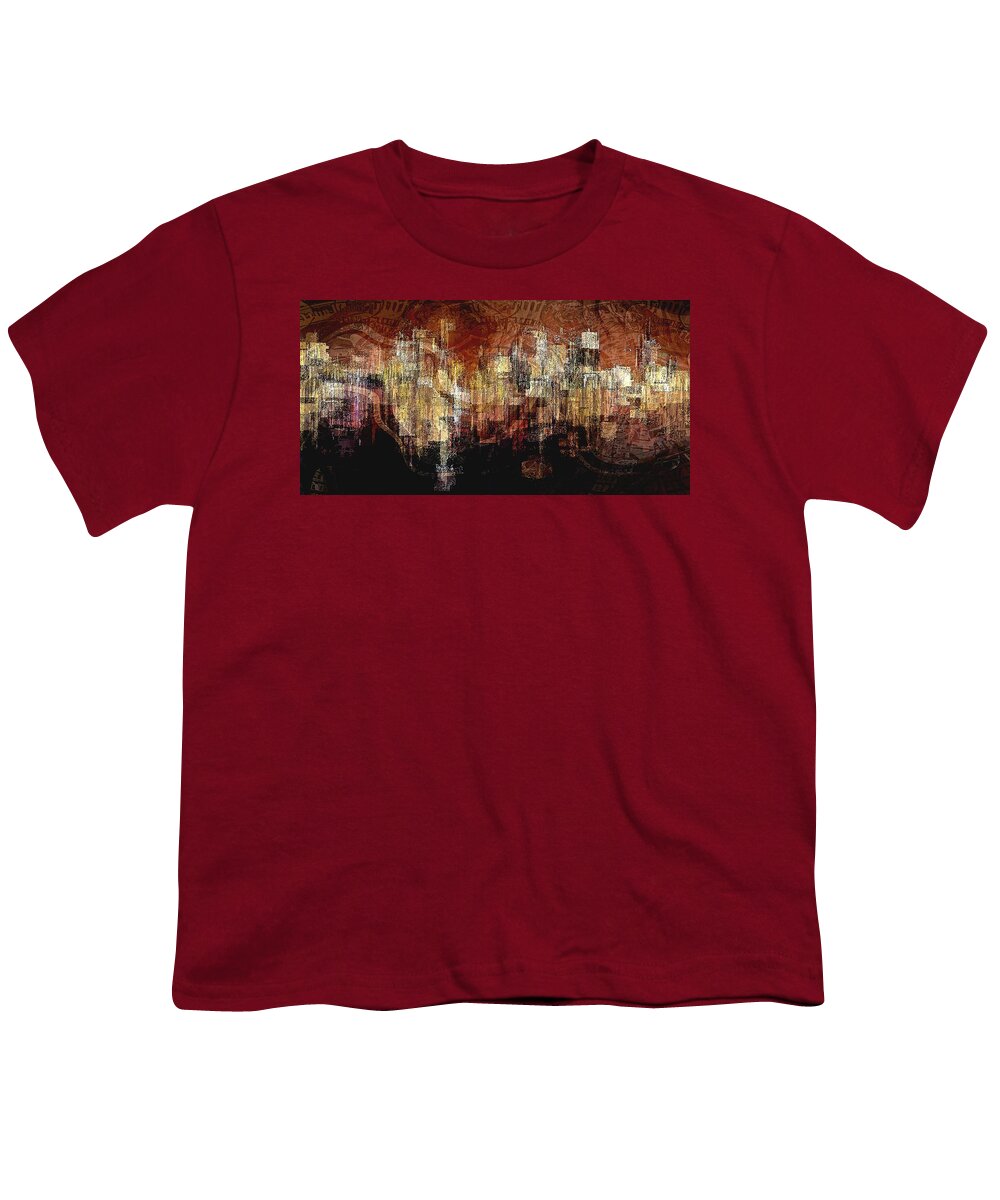 Cityscape Youth T-Shirt featuring the digital art City on the Edge by David Manlove