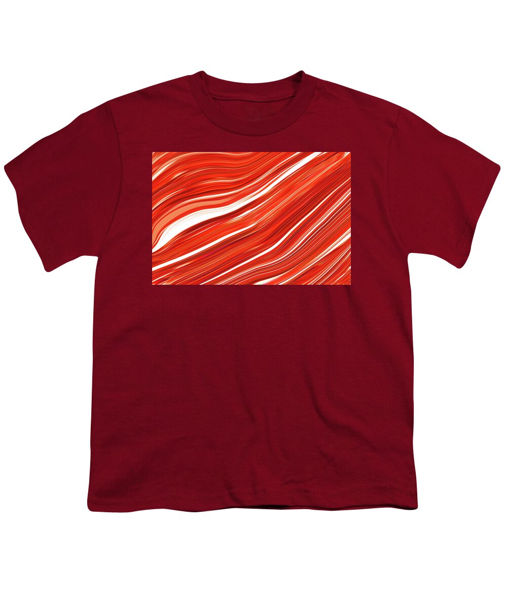 Abstract Youth T-Shirt featuring the photograph Flowing Red Metallic Abstract by Severija Kirilovaite