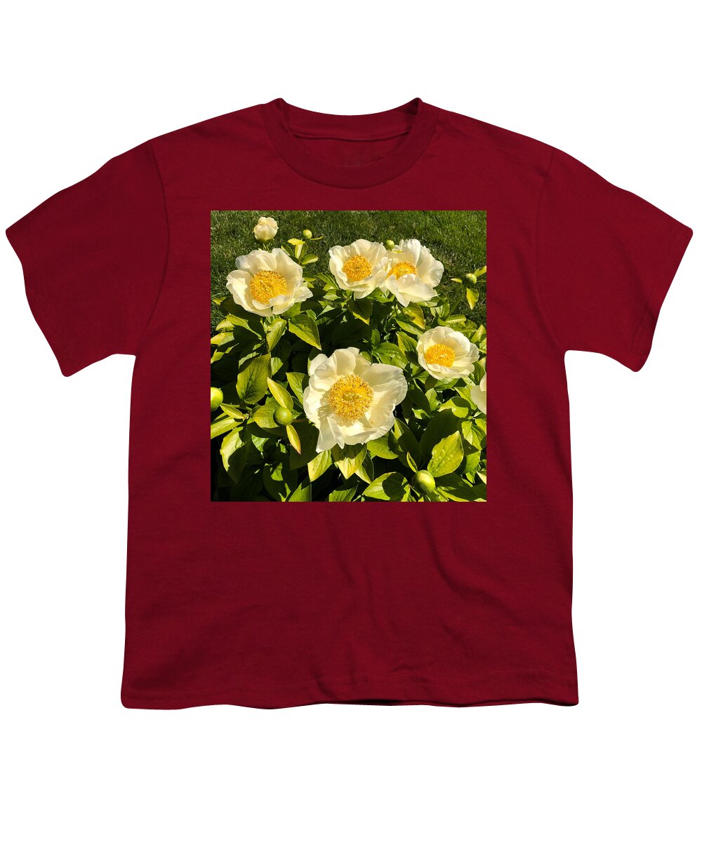Flower Youth T-Shirt featuring the photograph Golden Angel Peonies by Russel Considine