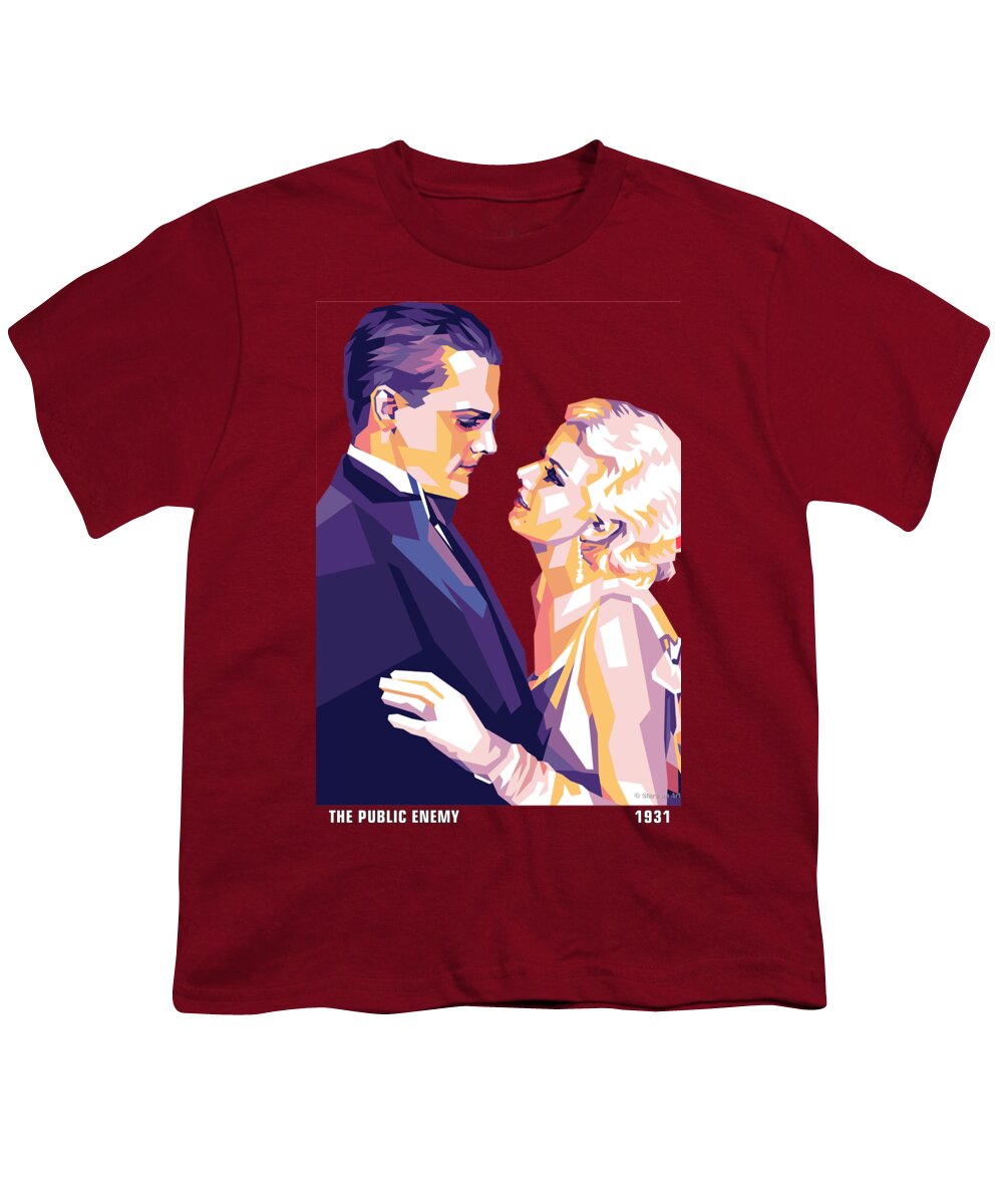 James Cagney Youth T-Shirt featuring the digital art James Cagney and Jean Harlow by Movie World Posters