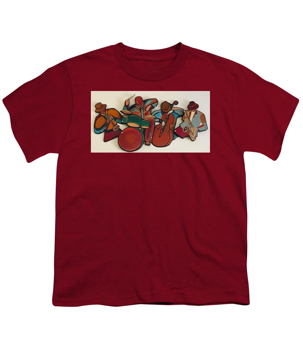 Music Youth T-Shirt featuring the mixed media Jazz Ensemble IV custom by Bill Manson