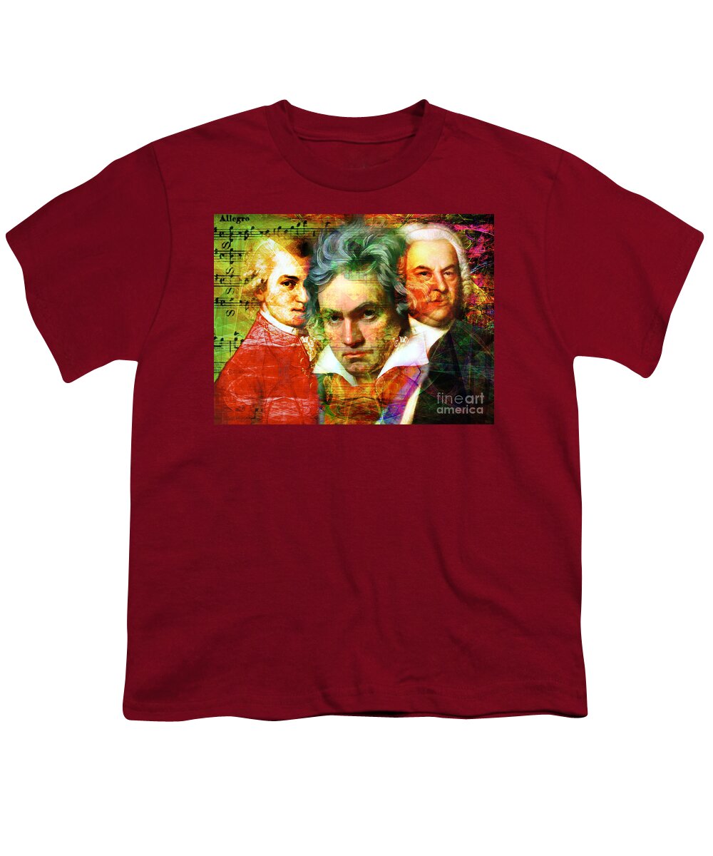 Wingsdomain Youth T-Shirt featuring the photograph Mozart Beethoven Bach 20140128 by Wingsdomain Art and Photography
