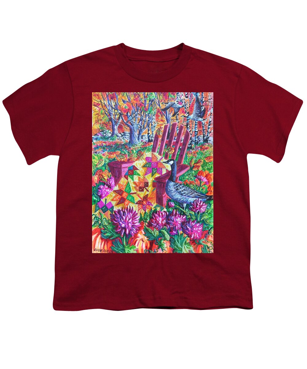 Autumn Youth T-Shirt featuring the painting November Quilt by Diane Phalen