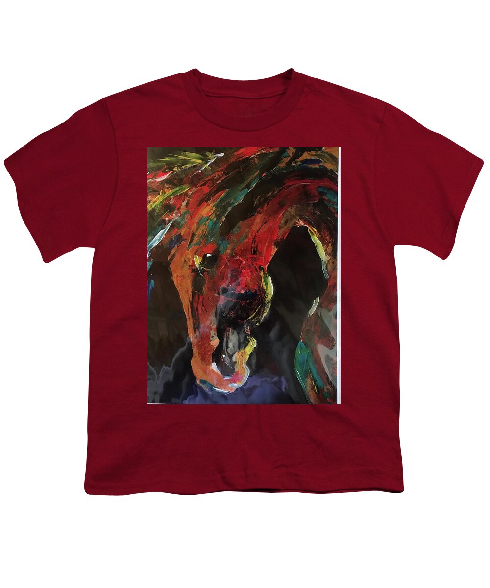 Horse Youth T-Shirt featuring the painting Painted Pony by Elaine Elliott
