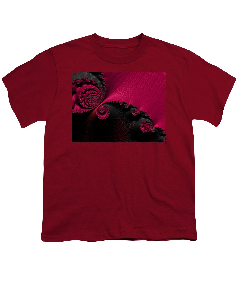 Geometric Fractal Youth T-Shirt featuring the digital art Pink and Black Fractal by Bonnie Bruno