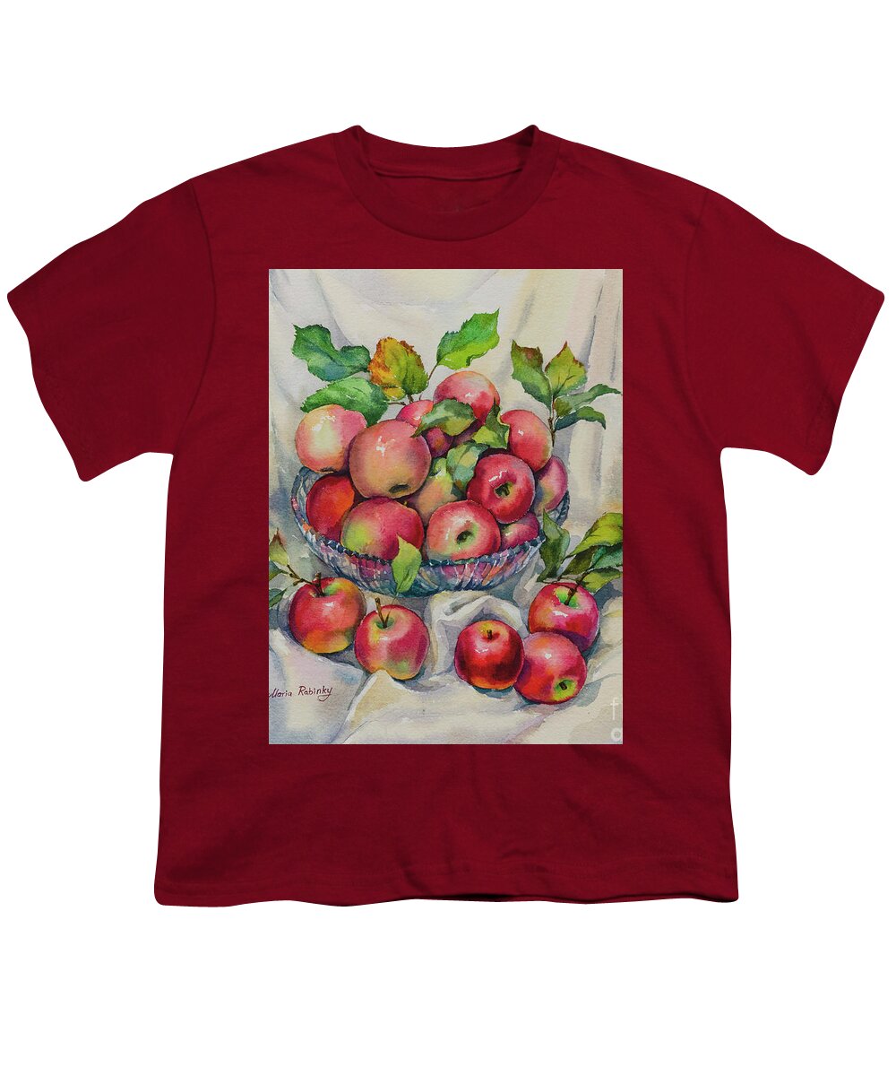 Pink Ladies Apples Youth T-Shirt featuring the digital art Pink Ladies Still Life by Maria Rabinky