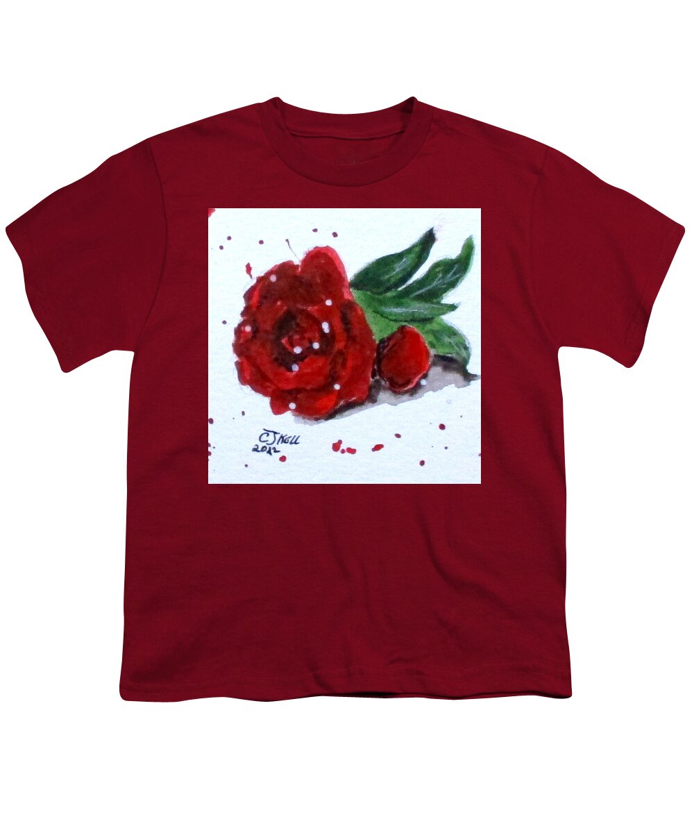 Clyde J. Kell Youth T-Shirt featuring the painting Rose No5 by Clyde J Kell