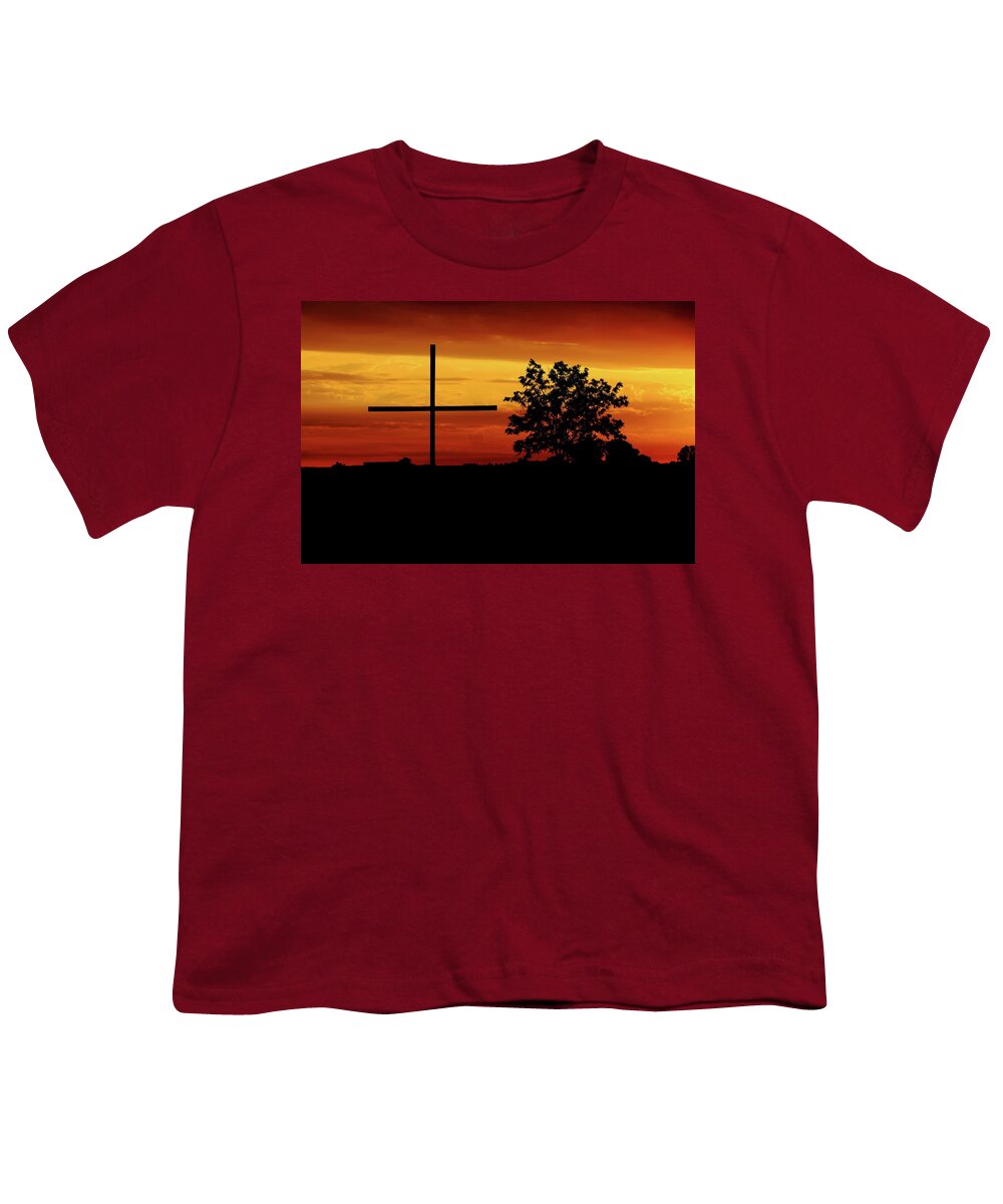 Cross Youth T-Shirt featuring the photograph Salvation At Sunset by Lens Art Photography By Larry Trager