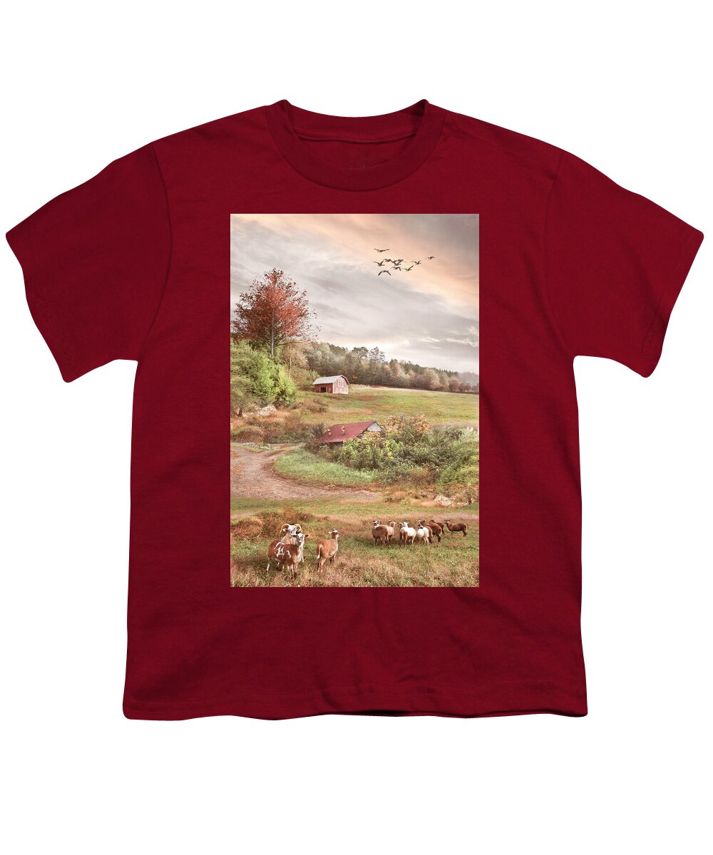 Animals Youth T-Shirt featuring the photograph Sheep on the Country Farm by Debra and Dave Vanderlaan