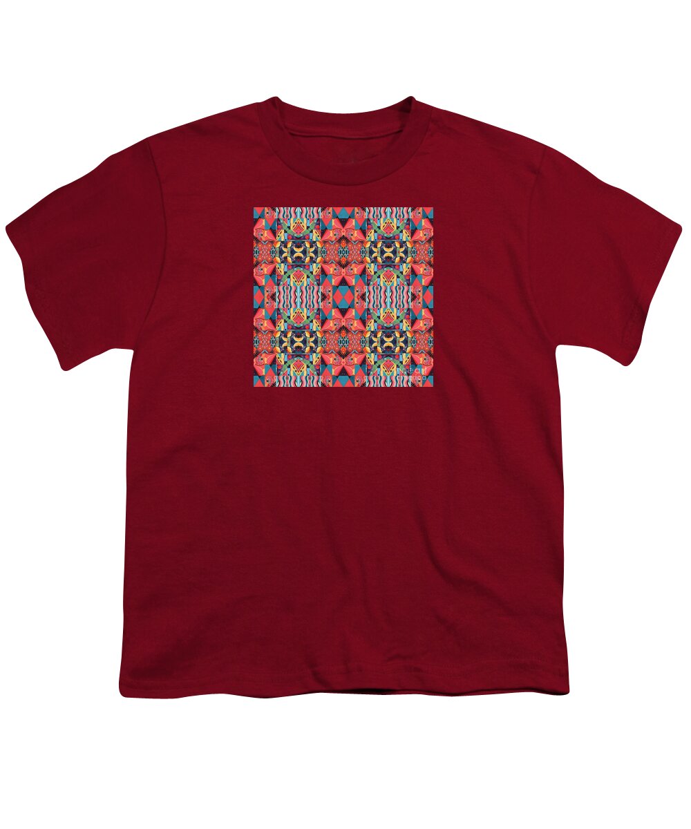Tjod Mandala Series Puzzle 8 Arrangement 1 Multiplied By Helena Tiainen Youth T-Shirt featuring the mixed media T J O D Mandala Series Puzzle 8 Arrangement 1 Multiplied by Helena Tiainen
