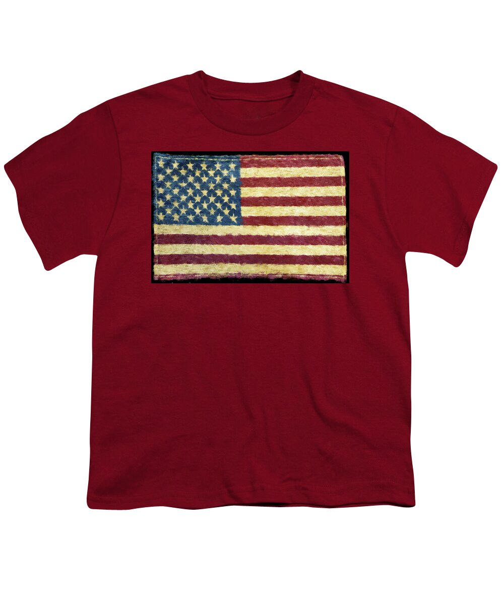 Flag Youth T-Shirt featuring the photograph Vintage Flag 1 Painterly Version 2 by Carrie Ann Grippo-Pike