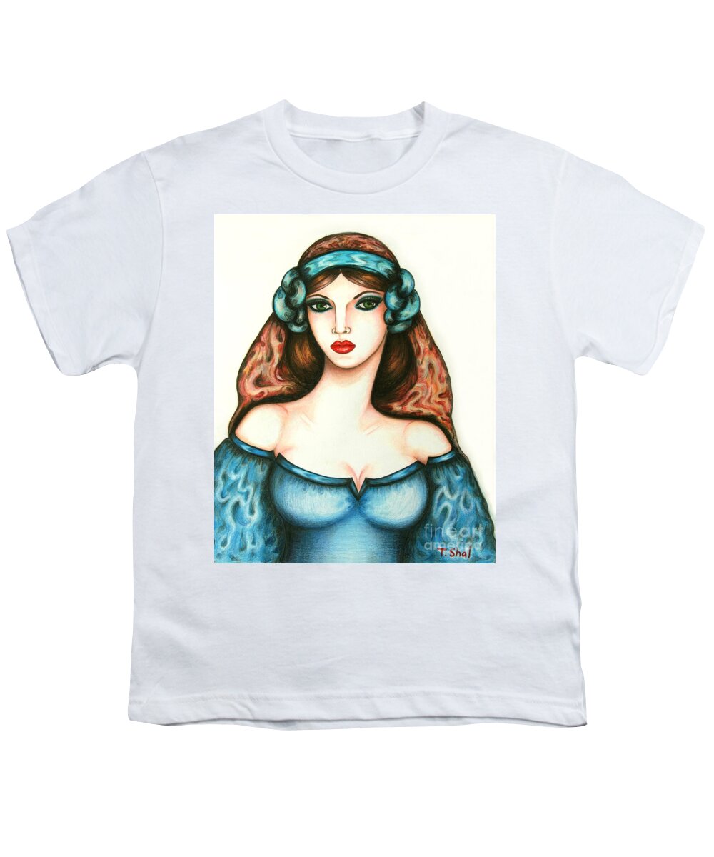  Youth T-Shirt featuring the drawing Roman Woman by Tara Shalton