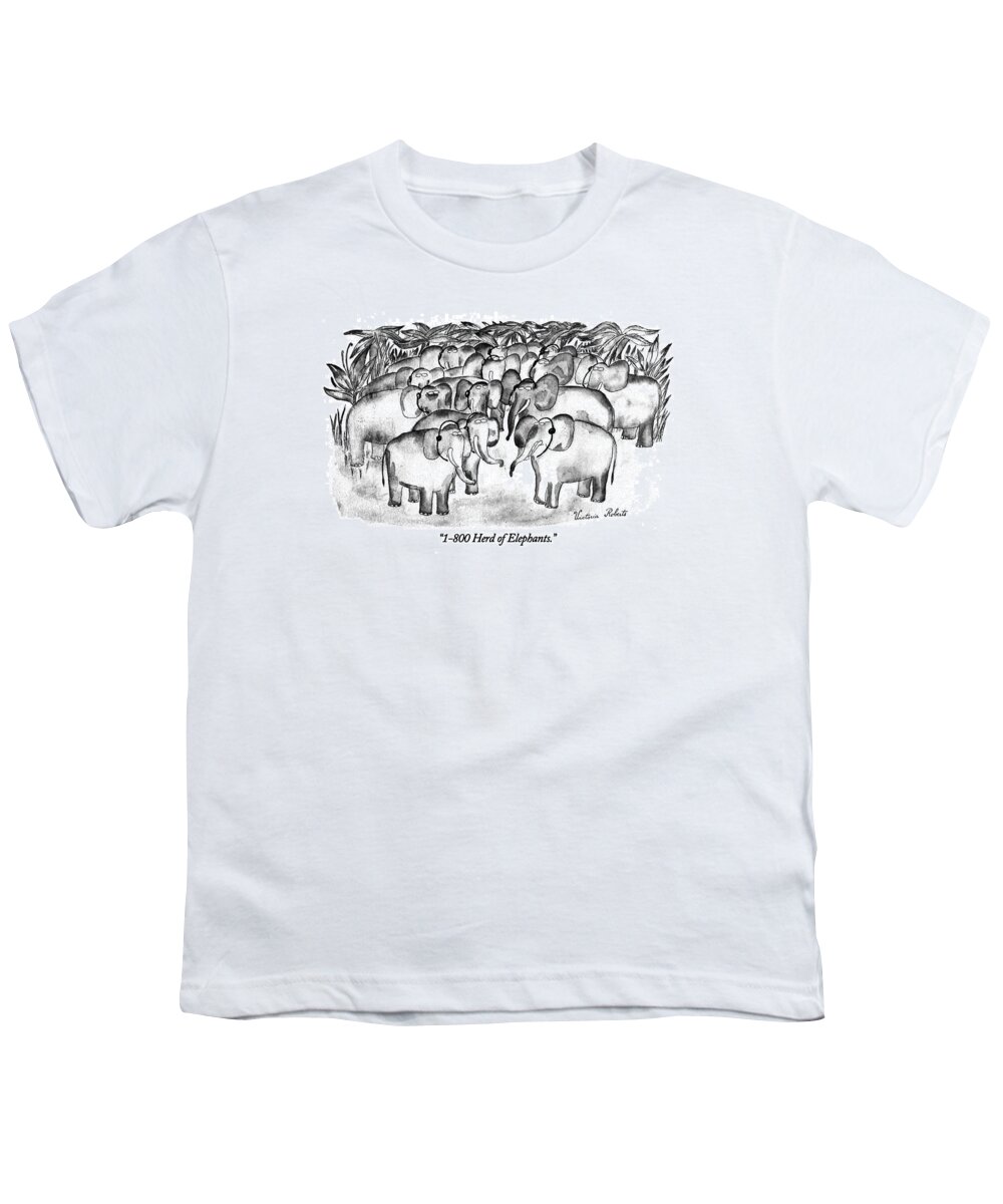 (herd Of Elephants With Hands-free Telephones On)
Animals Youth T-Shirt featuring the drawing 1-800 Herd Of Elephants by Victoria Roberts