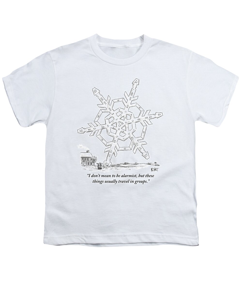 Snow Youth T-Shirt featuring the drawing A Couple Stand Outside Of Their House #1 by Christopher Weyant