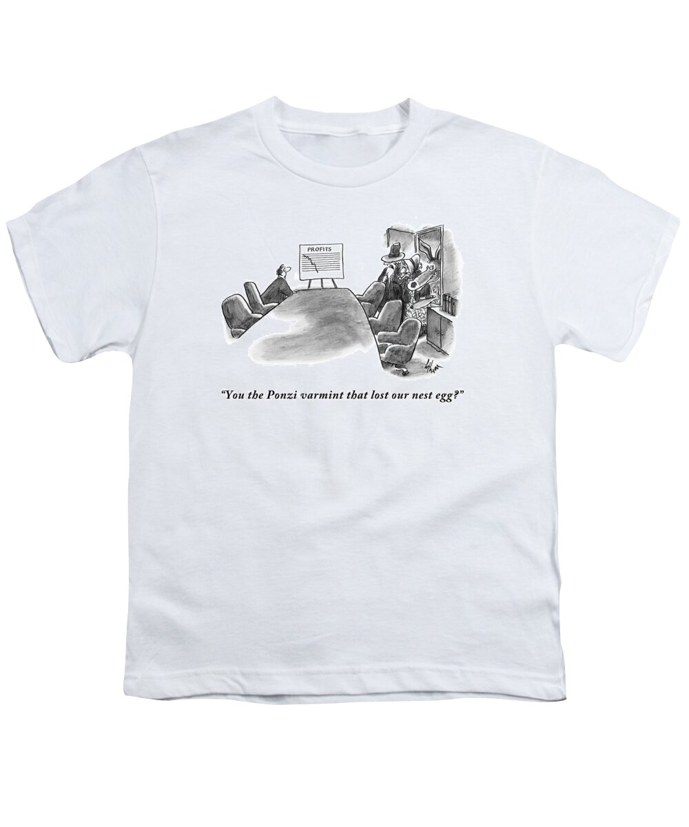 Meetings Youth T-Shirt featuring the drawing A Man Is Seen Sitting In An Empty Meeting Room by Frank Cotham