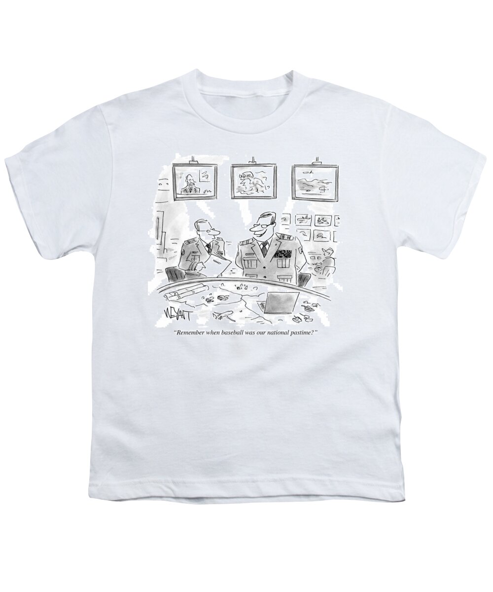Remember When Baseball Was Our National Pastime?' Youth T-Shirt featuring the drawing Remember When Baseball Was Our National Pastime #1 by Christopher Weyant