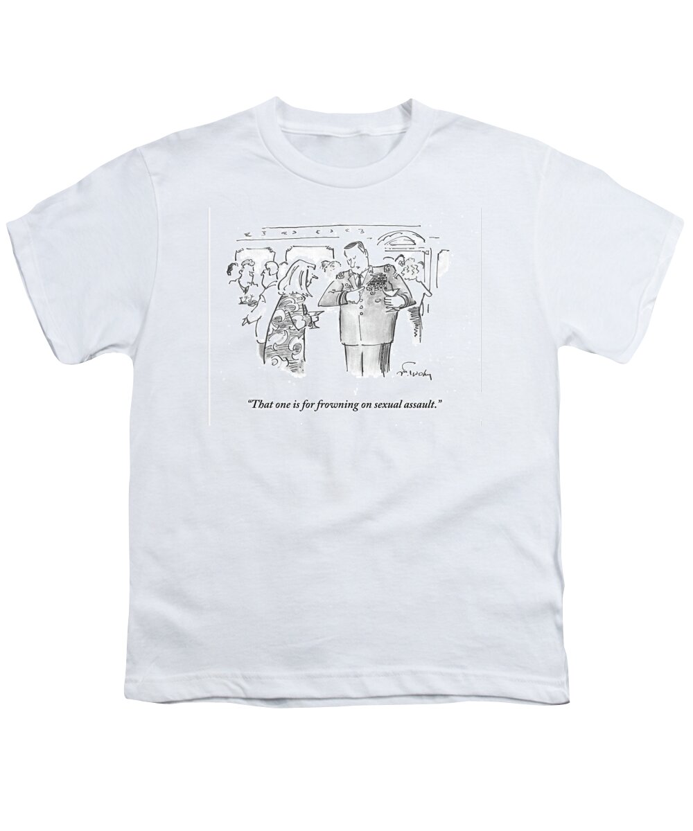 That One Is For Frowning On Sexual Assault.' Youth T-Shirt featuring the drawing That One Is For Frowning On Sexual Assault #1 by Mike Twohy