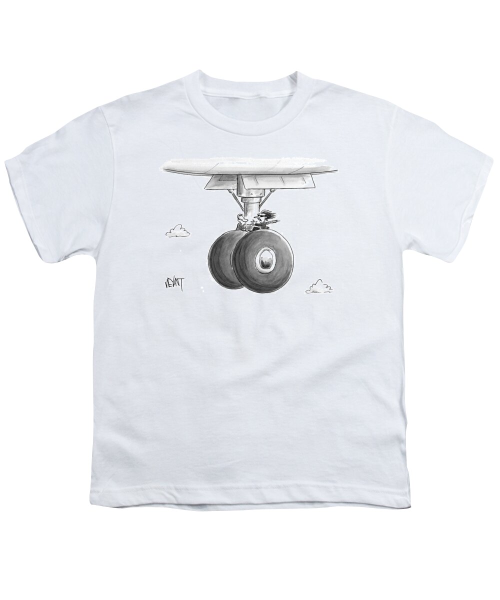 Airplanes Youth T-Shirt featuring the drawing Two Passengers #1 by Christopher Weyant