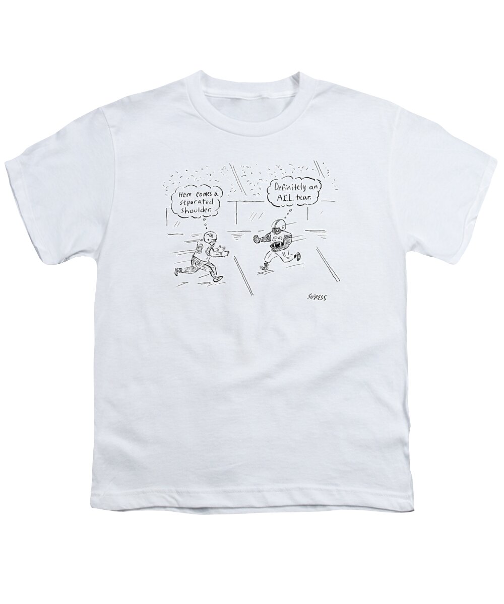 Football Youth T-Shirt featuring the drawing New Yorker December 5th, 2016 by David Sipress