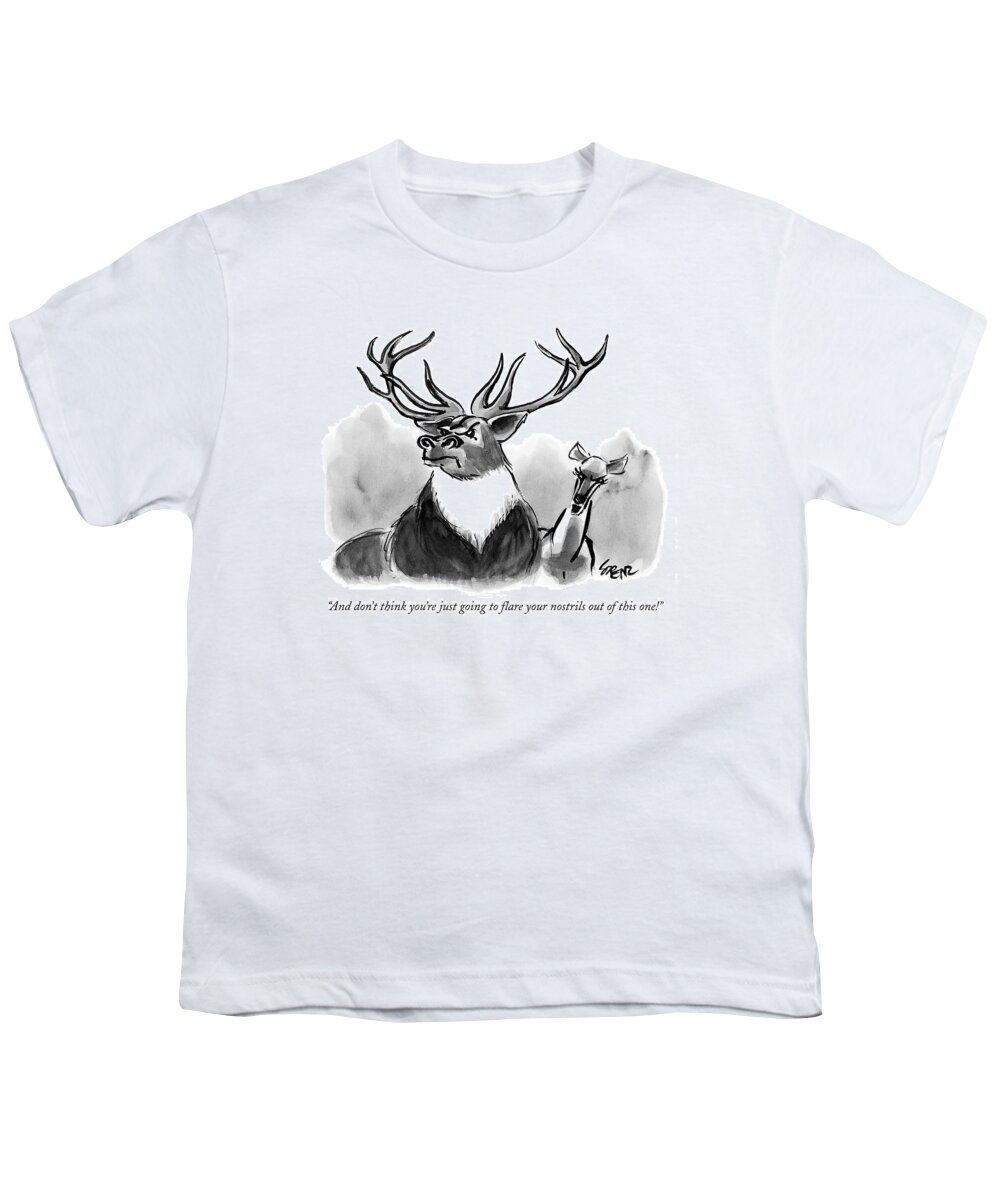 Animals Youth T-Shirt featuring the drawing And Don't Think You're Just Going To Flare by Lee Lorenz