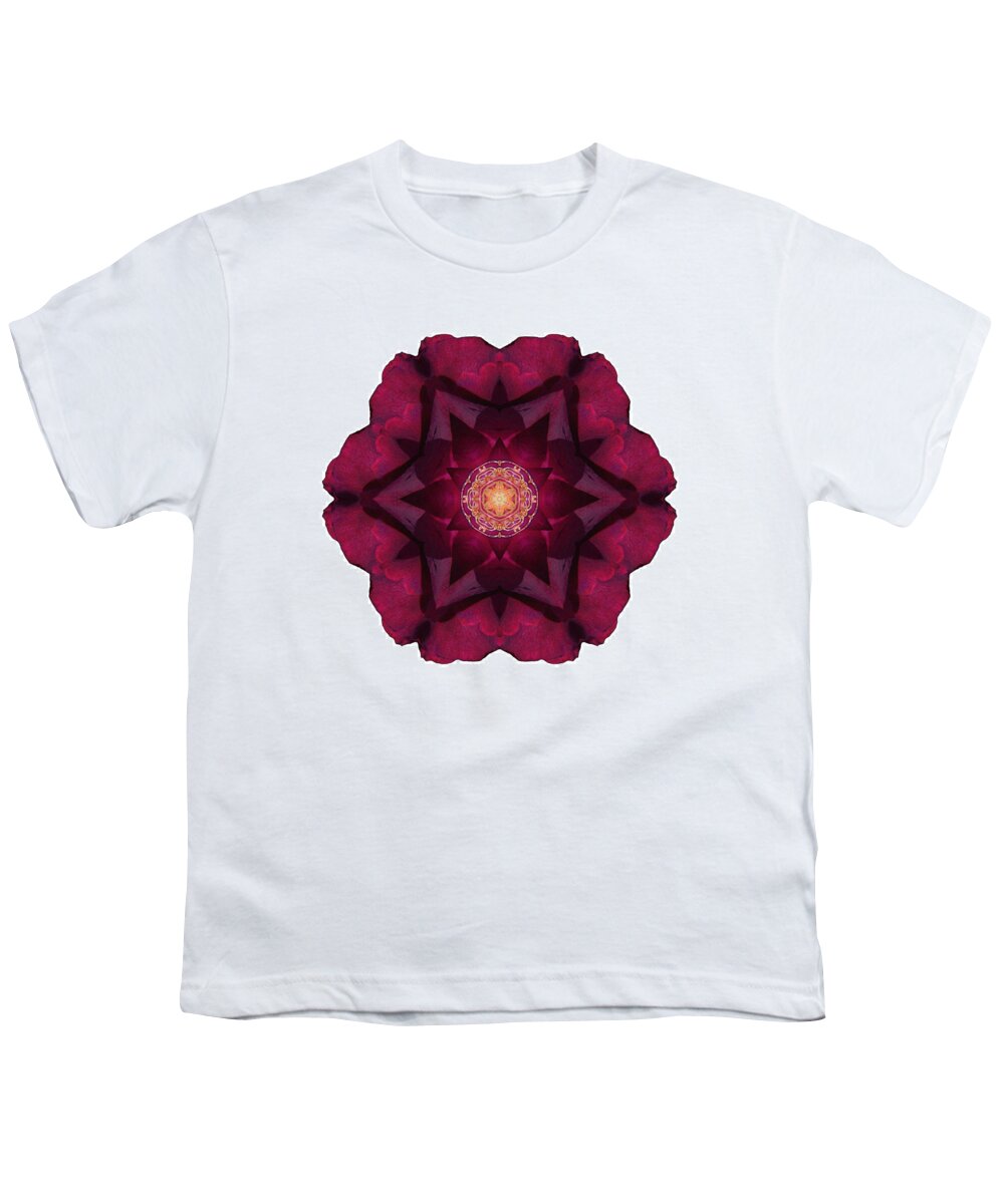 Flower Youth T-Shirt featuring the photograph Beach Rose I Flower Mandala White by David J Bookbinder