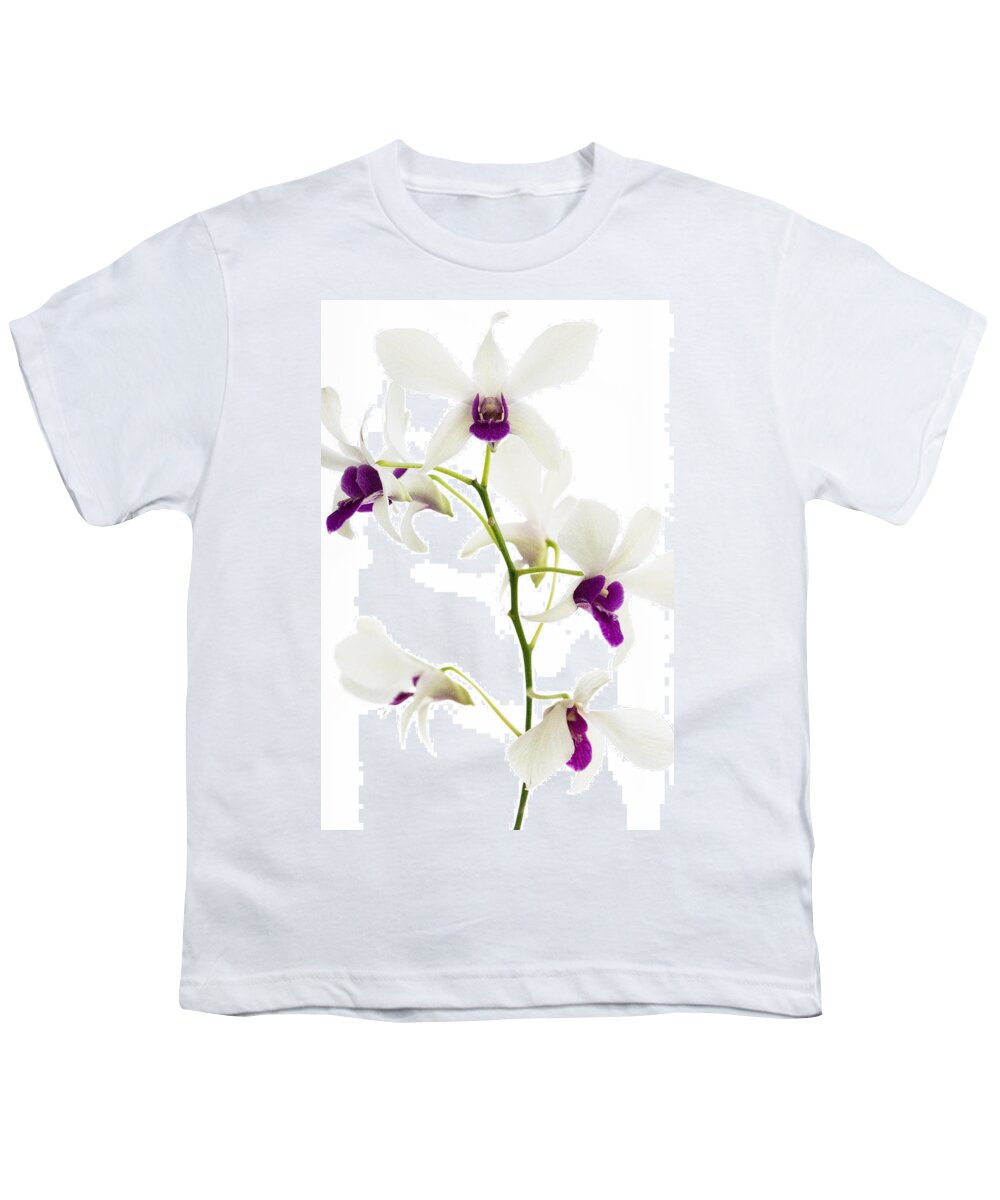 White Youth T-Shirt featuring the photograph White Orchids #1 by Bradley R Youngberg