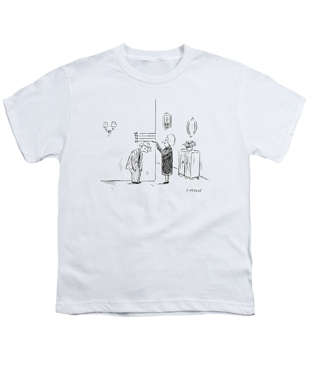 Age Old Medical Fitness

(old Woman Measures Man's Age By His Height.) 121938 Dsi David Sipress Youth T-Shirt featuring the drawing New Yorker February 27th, 2006 by David Sipress