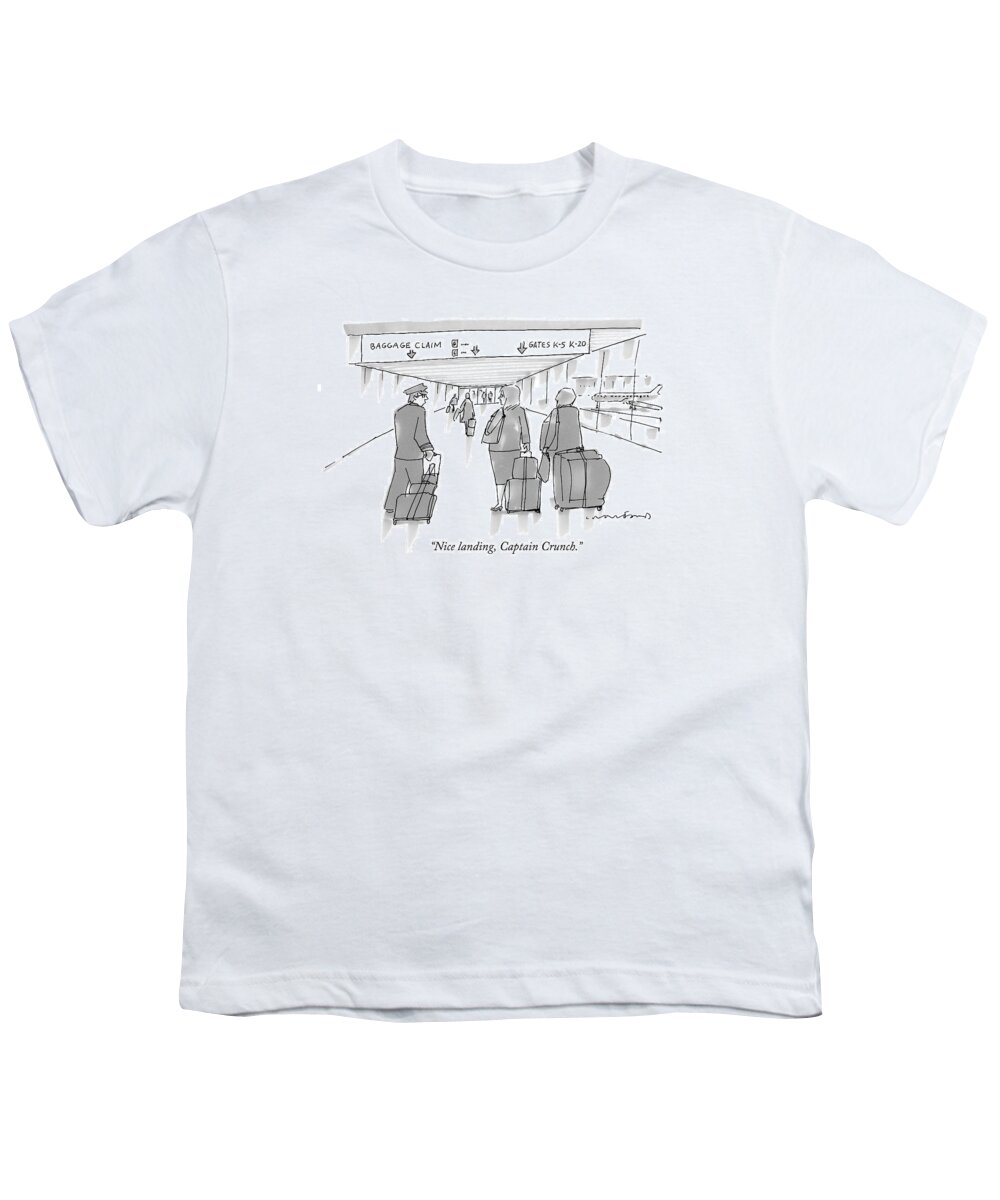 Airports Youth T-Shirt featuring the drawing Nice Landing by Michael Crawford