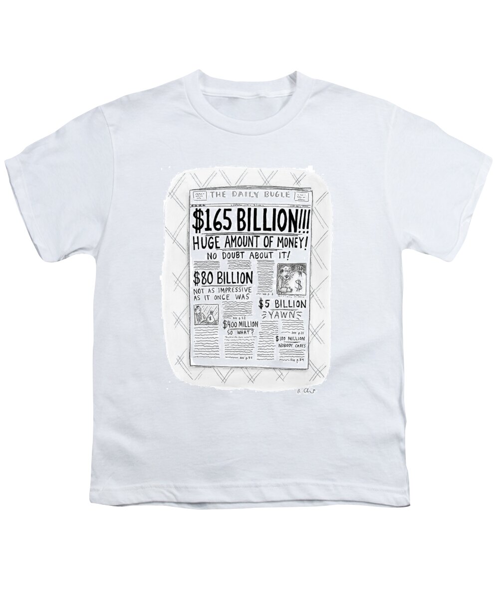 Newspapers Youth T-Shirt featuring the drawing New Yorker April 24th, 2000 by Roz Chast
