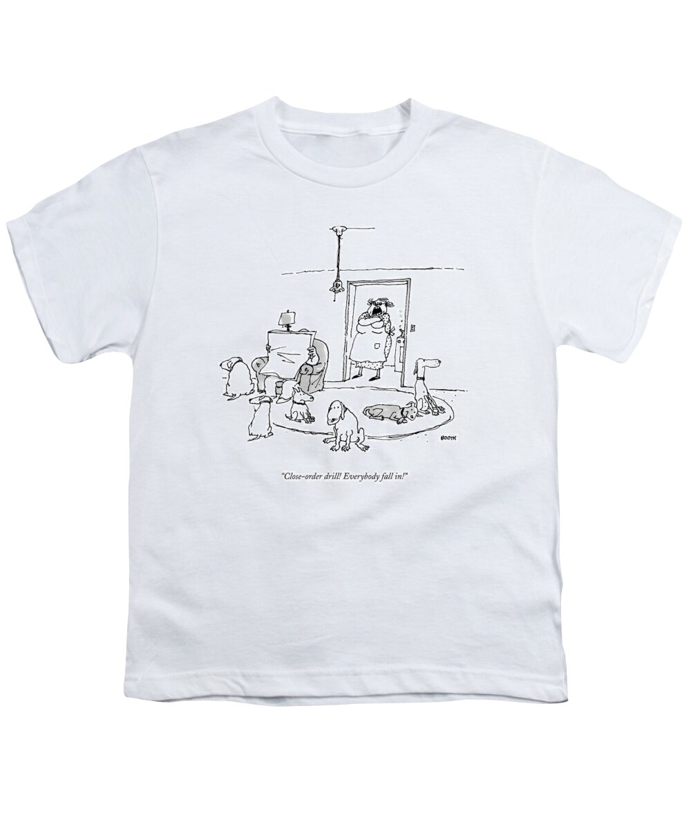 Close Order Drill Youth T-Shirt featuring the drawing Close-order Drill! Everybody Fall In! by George Booth