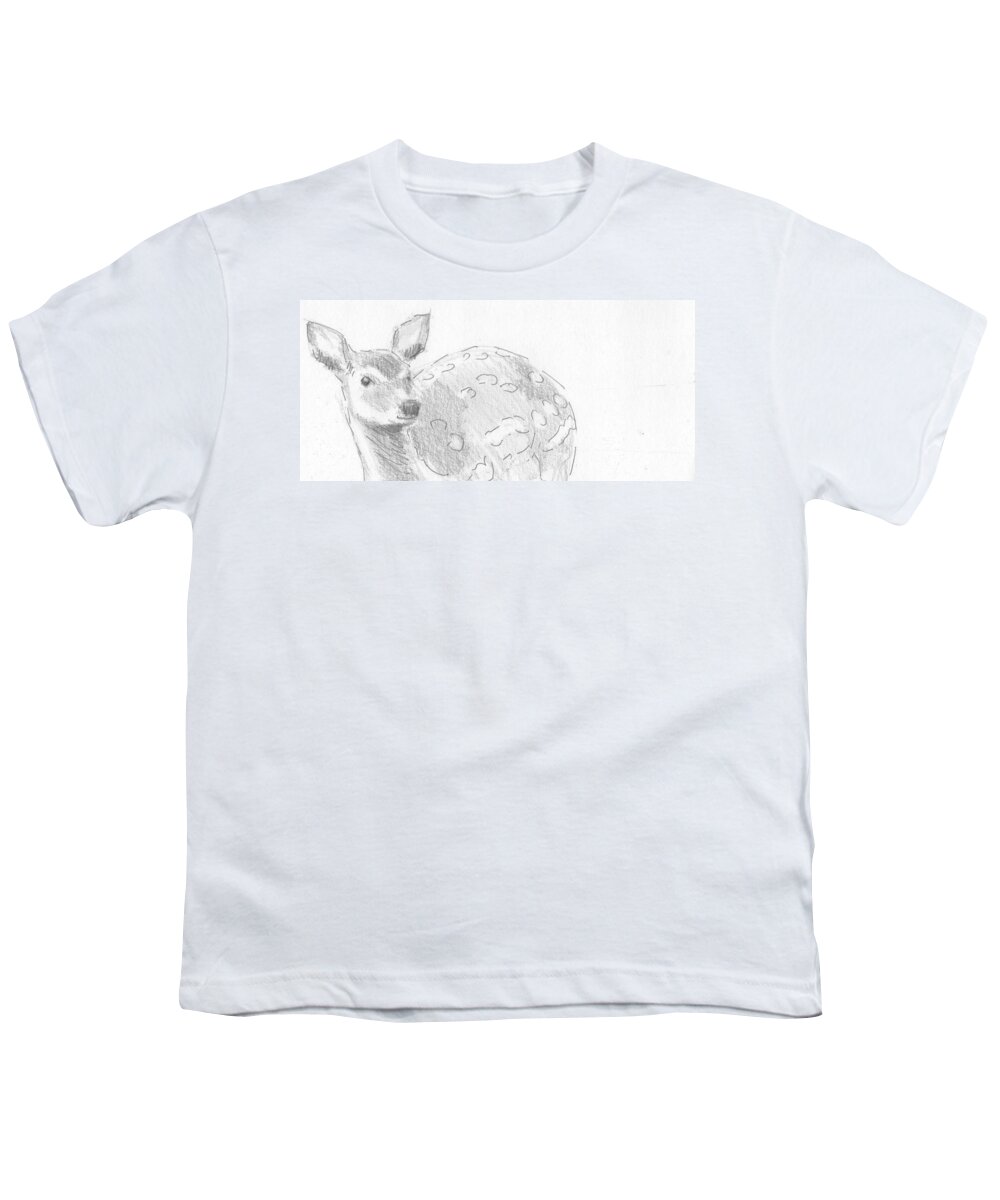 Deer Youth T-Shirt featuring the drawing Deer sketch #2 by Mike Jory