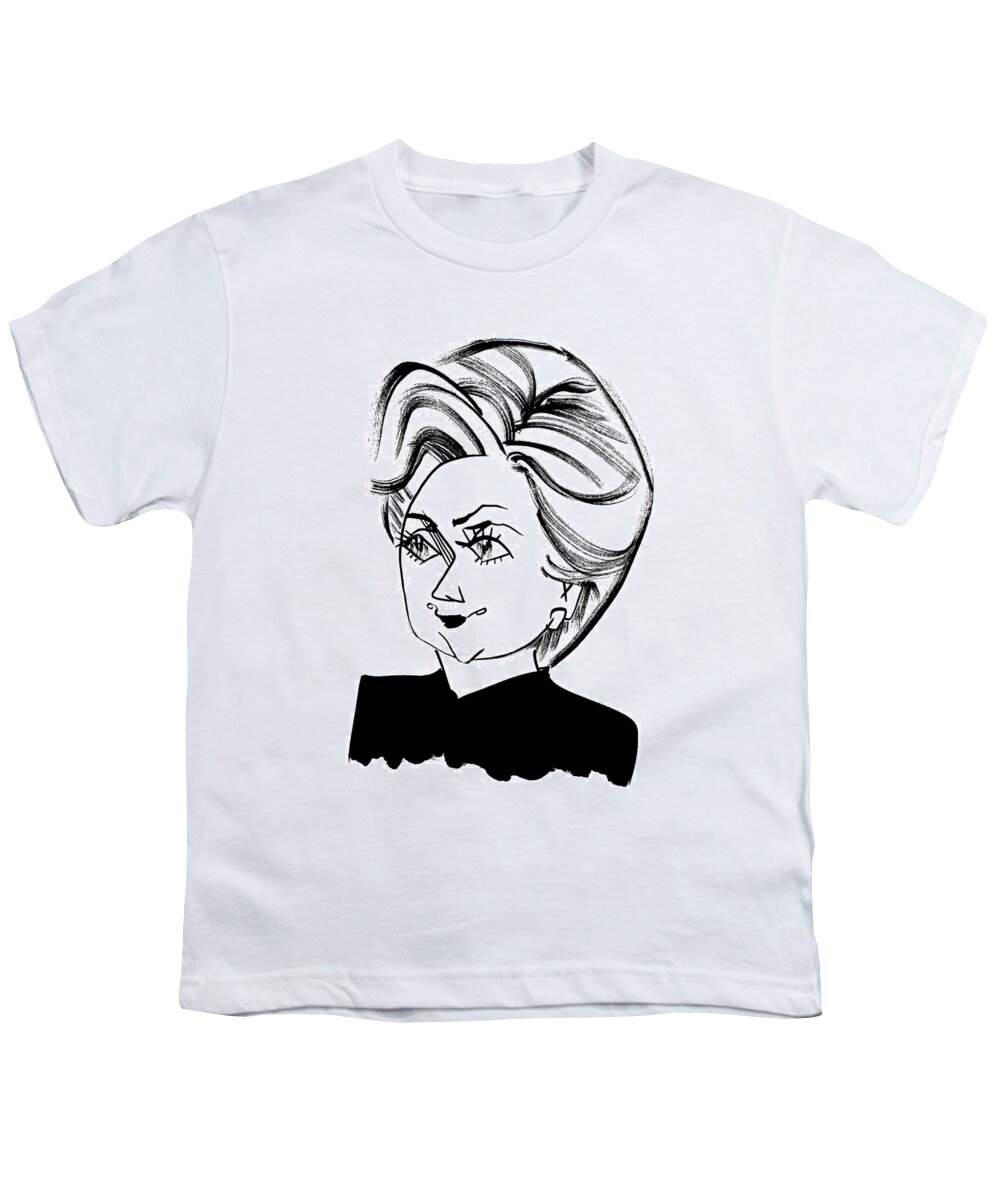 Hillary Clinton Youth T-Shirt featuring the drawing Hillary Clinton #3 by Tom Bachtell