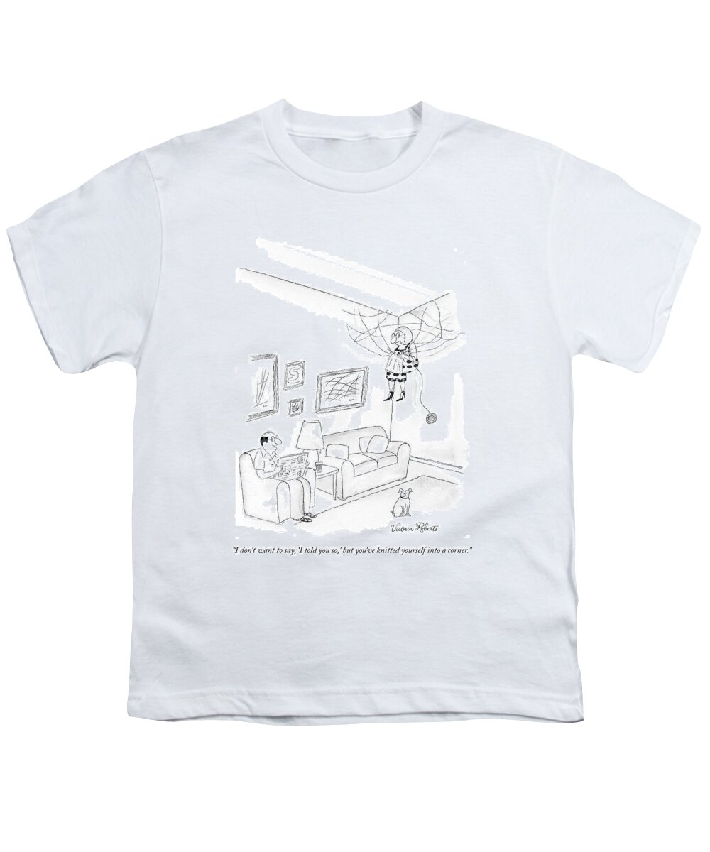 Hobby Youth T-Shirt featuring the drawing I Don't Want To Say by Victoria Roberts
