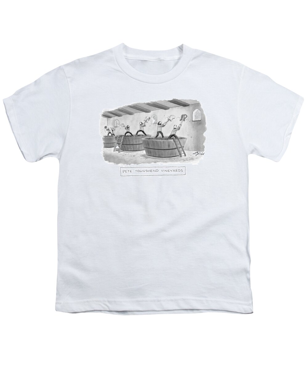 Rock And Roll The Who Workers 

(workers In A Winery Using Guitars To Crush The Grapes.) 120429 Hbl Harry Bliss Youth T-Shirt featuring the drawing Pete Townshend Vineyards by Harry Bliss