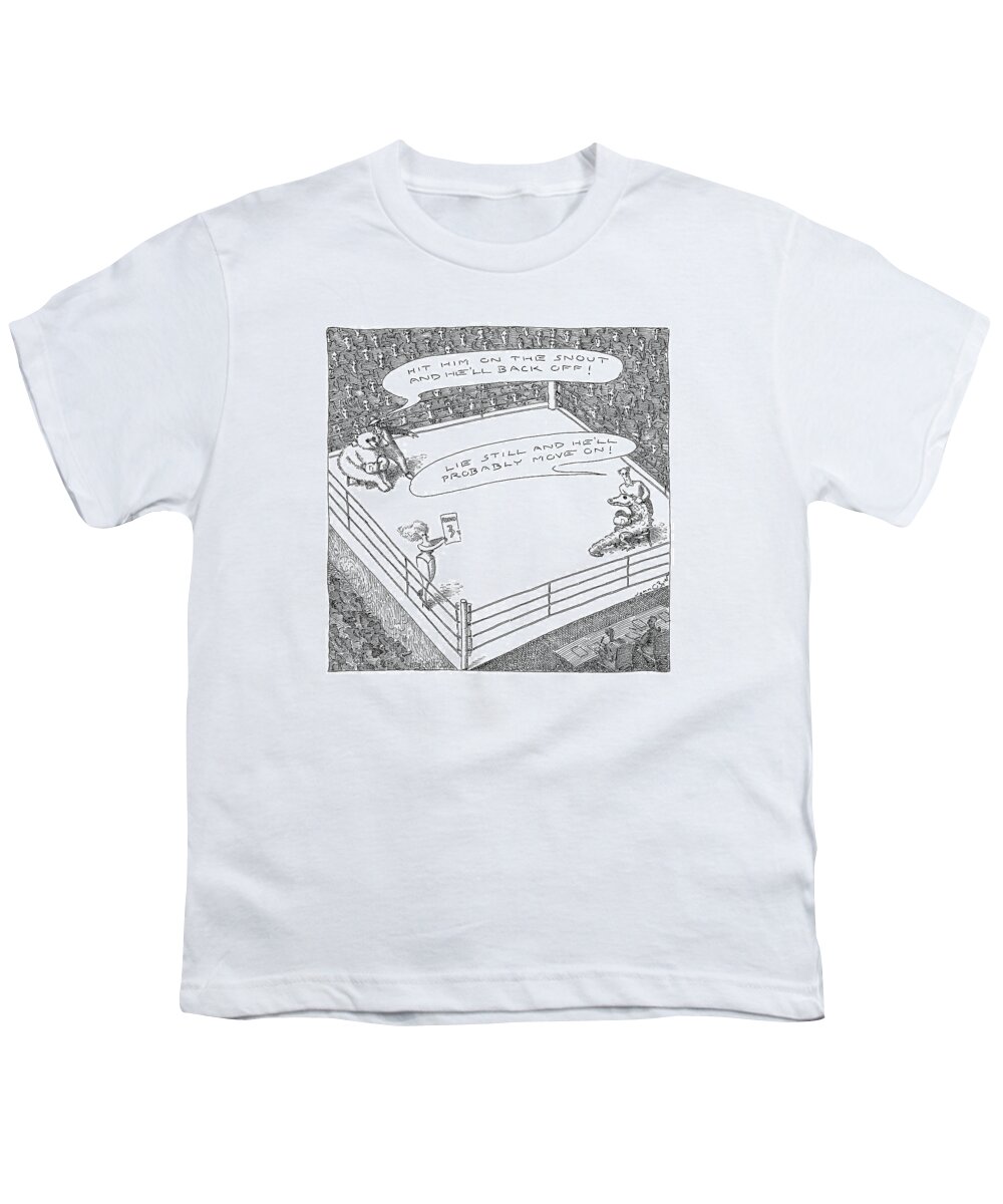 Sports Boxing Wild Animals 

(a Bear And An Alligator In A Boxing Ring Getting Advice On The Other's Natural Weaknesses. Trainer To Bear Youth T-Shirt featuring the drawing New Yorker April 3rd, 2006 by John O'Brien