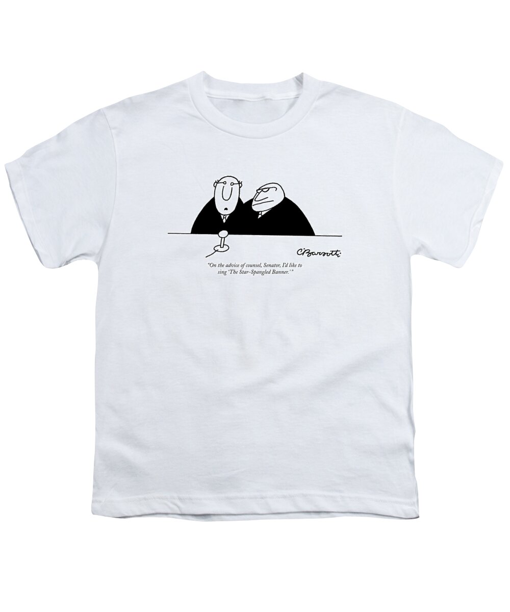 Counsel Youth T-Shirt featuring the drawing On The Advice Of Counsel by Charles Barsotti