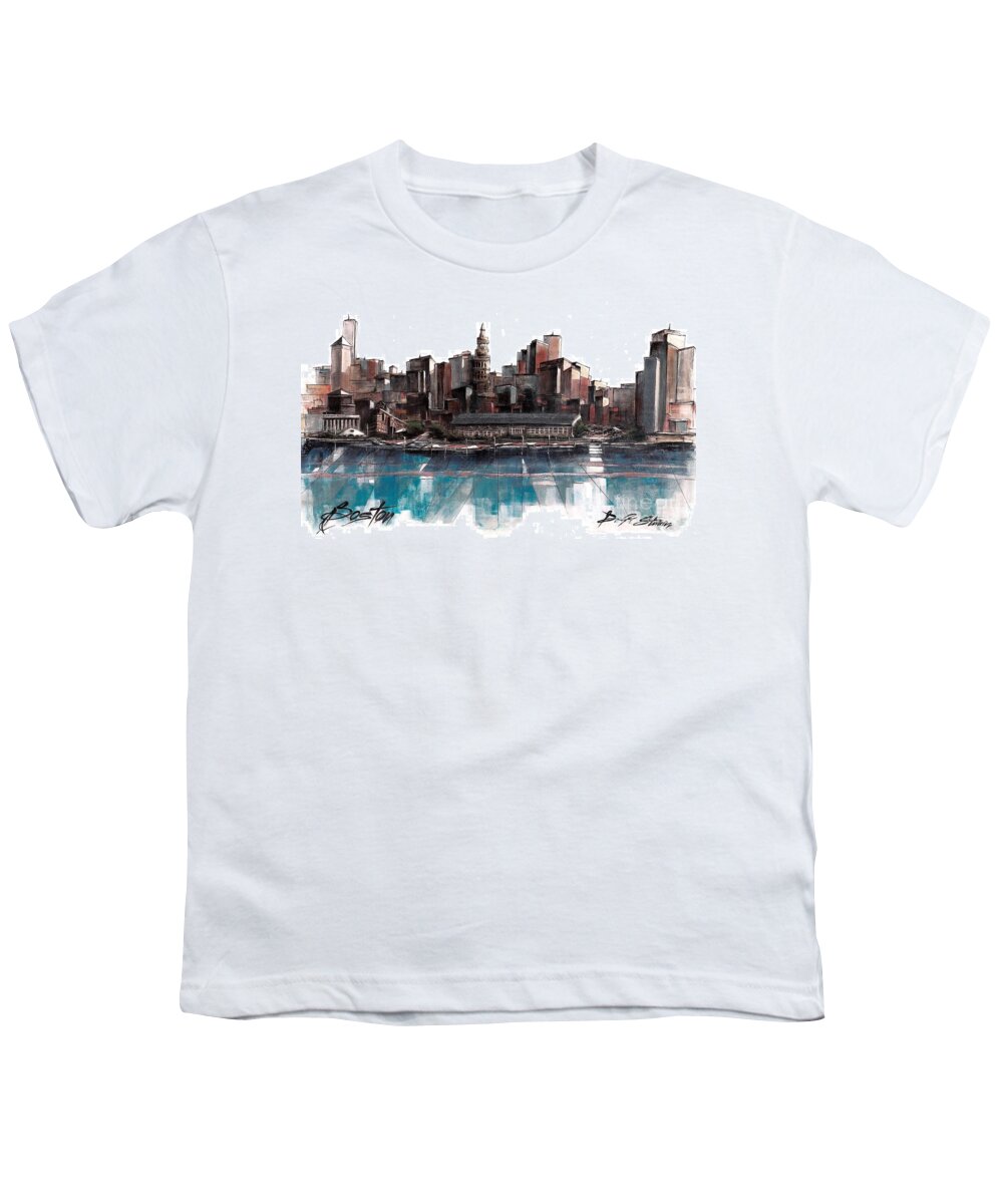 Fineartamerica.com Youth T-Shirt featuring the painting Boston Skyline #2 by Diane Strain