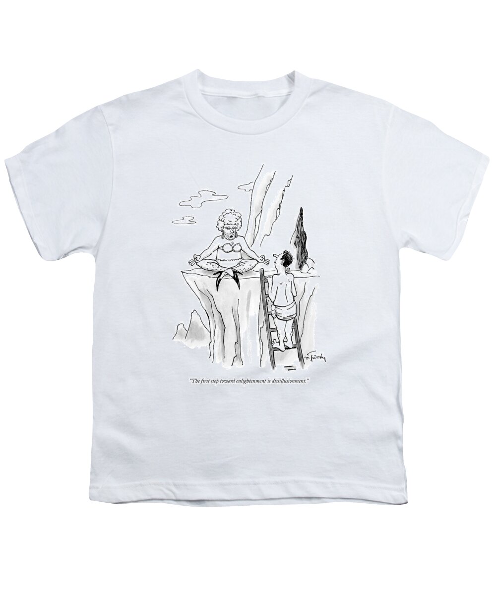 Gurus Youth T-Shirt featuring the drawing The First Step Toward Enlightenment by Mike Twohy