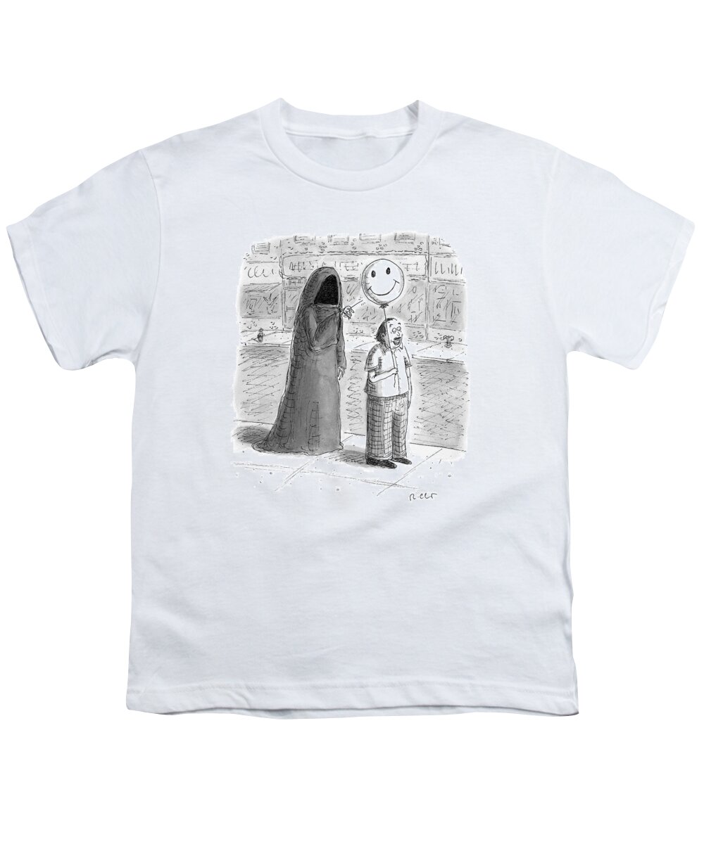 Grim Reaper Youth T-Shirt featuring the drawing New Yorker September 26th, 2016 by Roz Chast