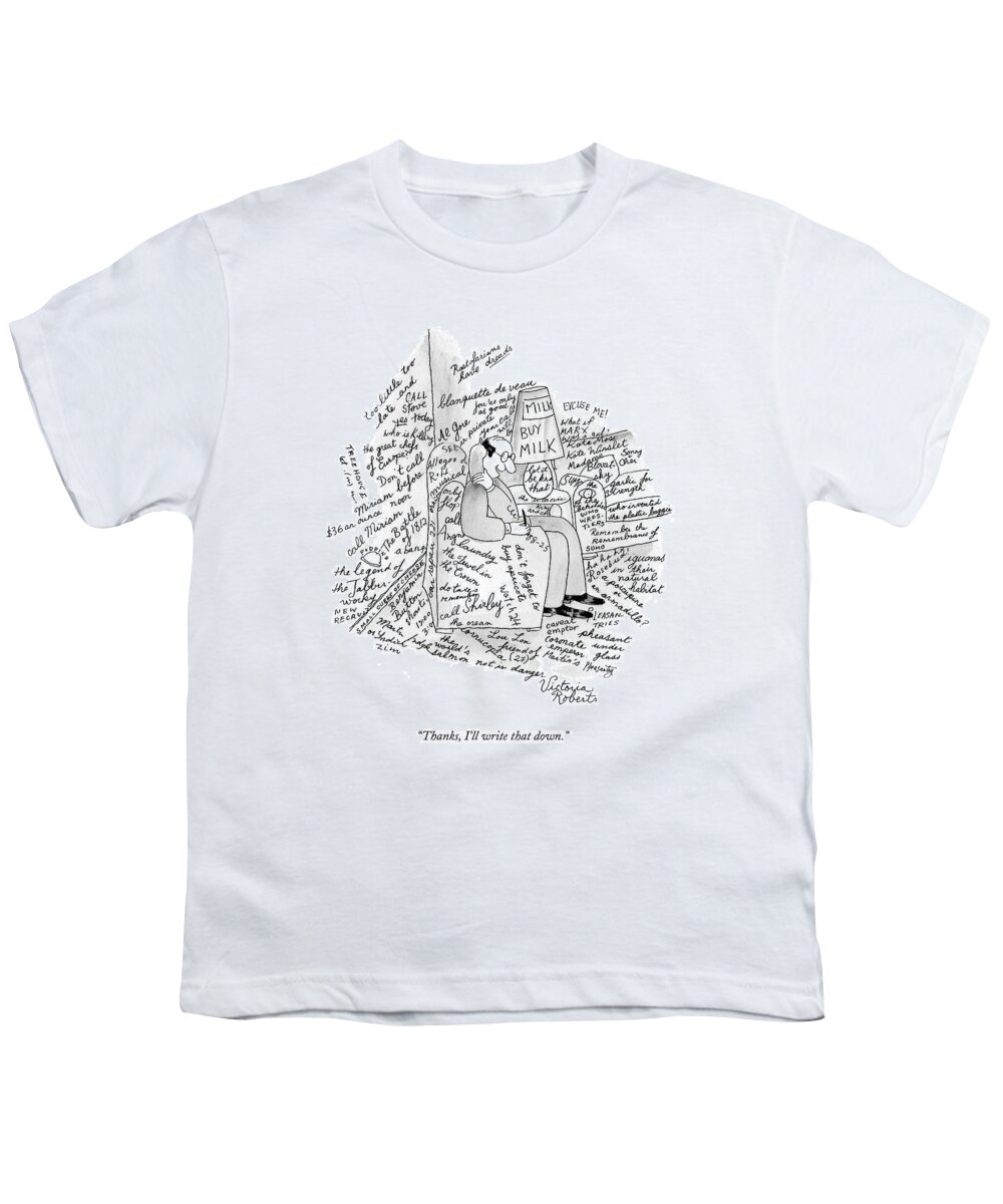 Telephones Youth T-Shirt featuring the drawing Thanks, I'll Write That Down by Victoria Roberts
