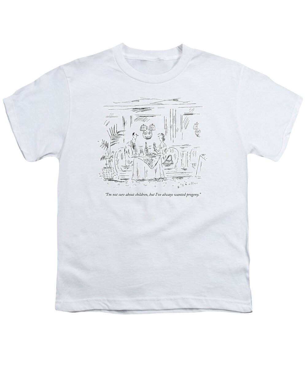 Children Youth T-Shirt featuring the drawing I'm Not Sure About Children by Barbara Smaller