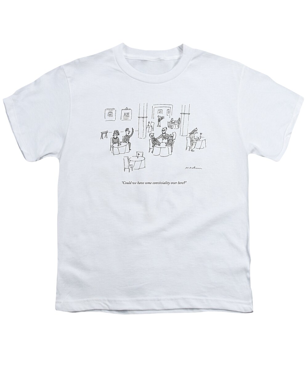 Conviviality Youth T-Shirt featuring the drawing Could We Have Some Conviviality Over Here? by Michael Maslin