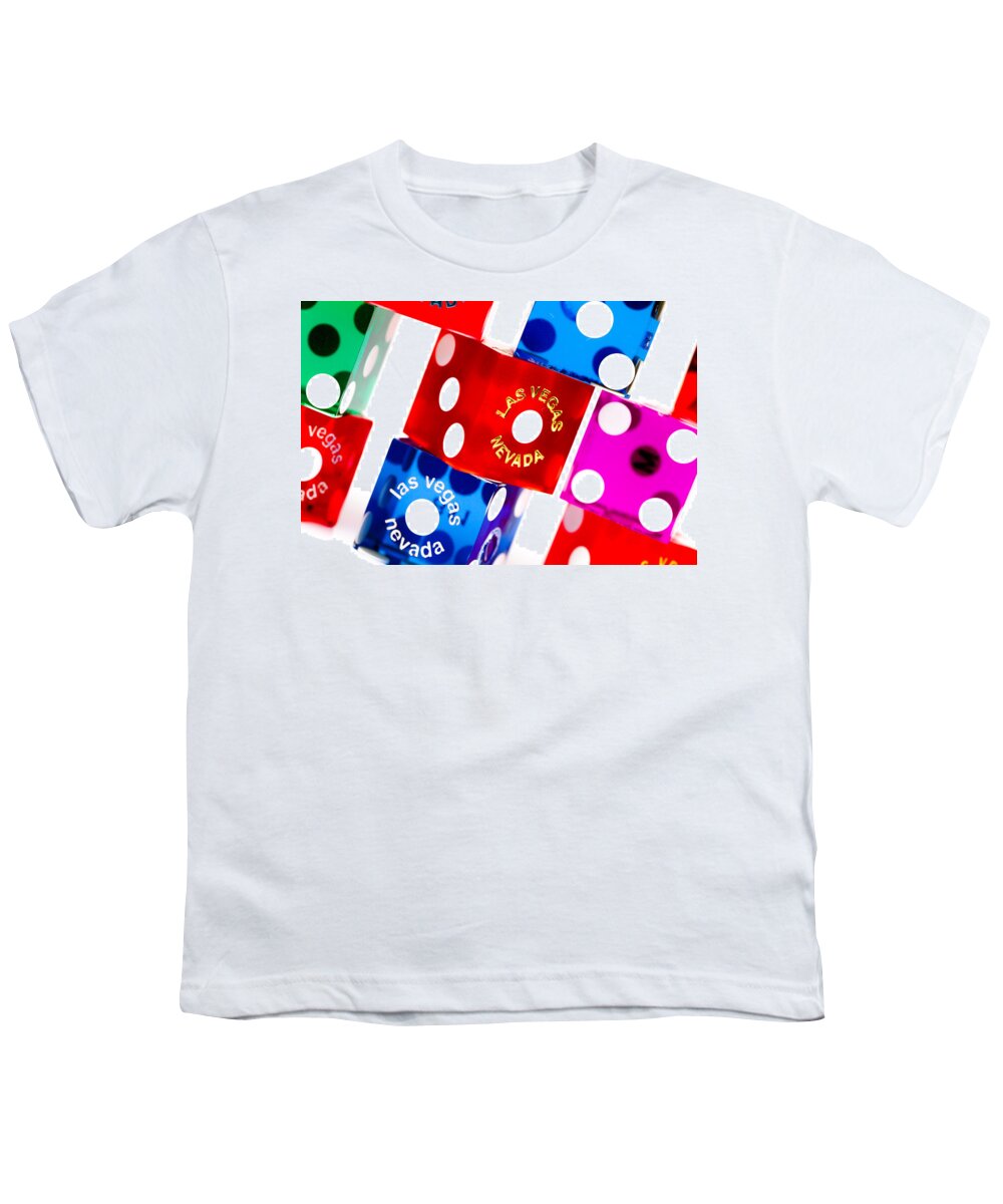 Las Vegas Youth T-Shirt featuring the photograph Colorful Dice #7 by Raul Rodriguez