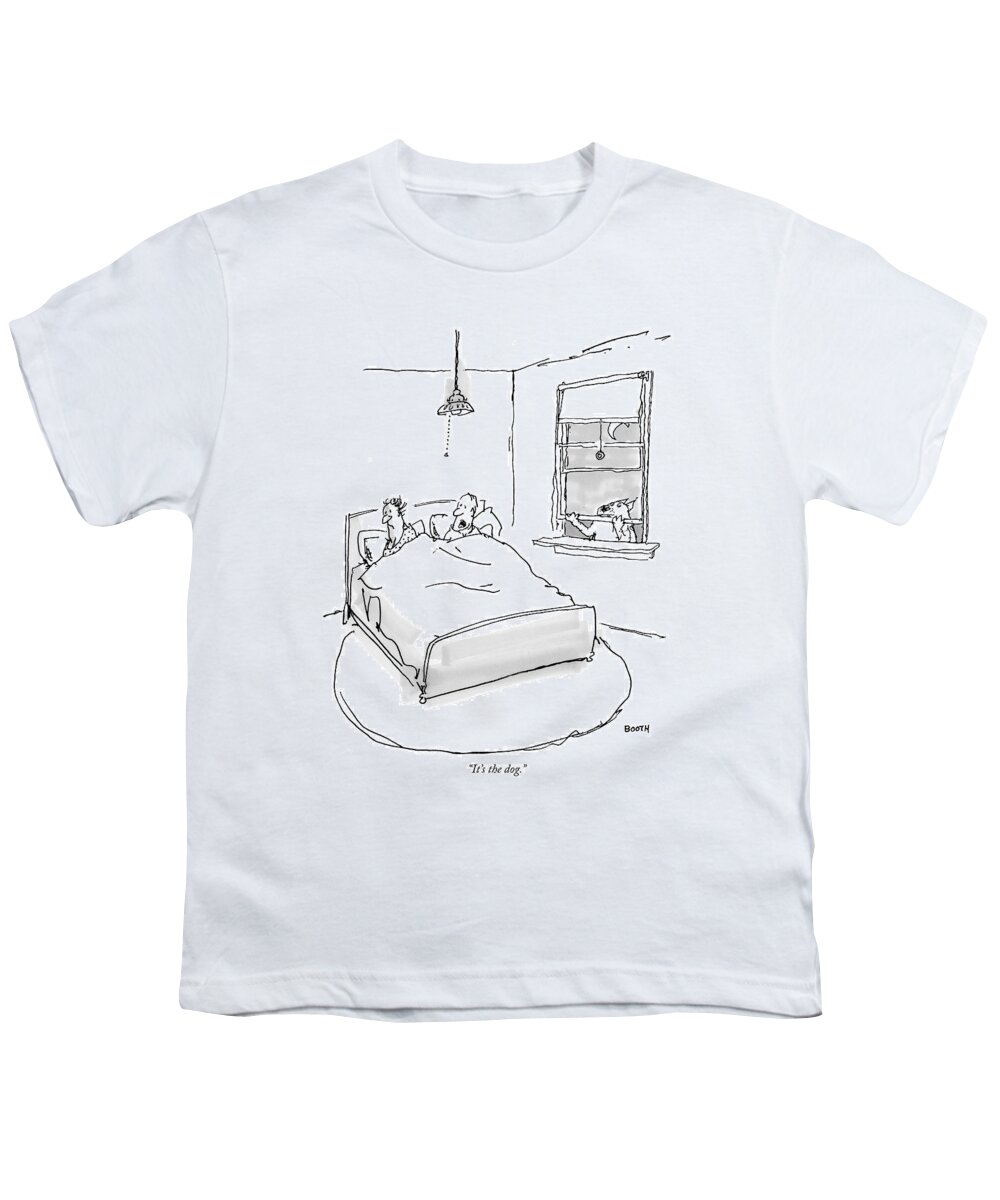 Pets Relationships Problems Youth T-Shirt featuring the drawing It's The Dog by George Booth