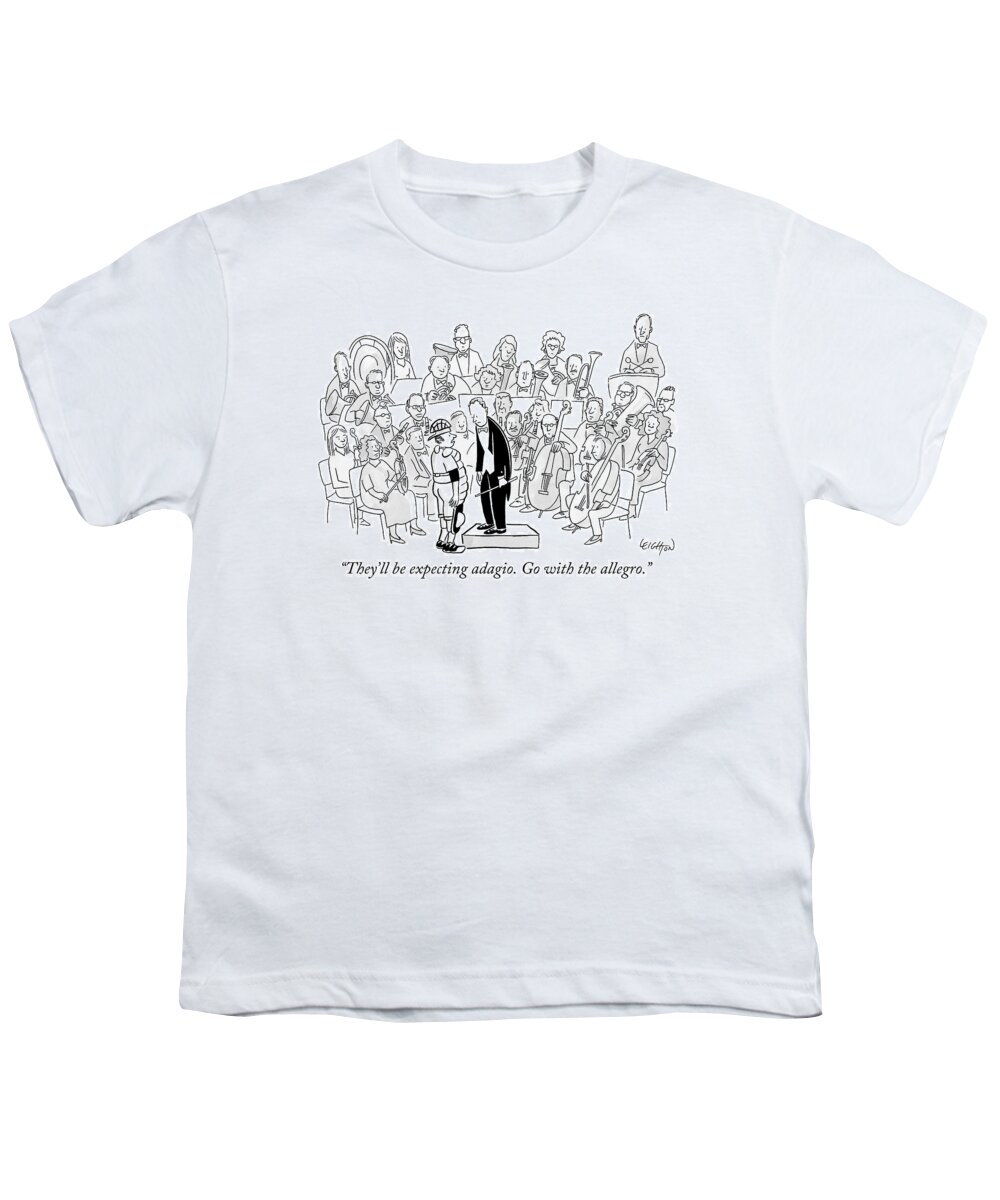 Orchestra Youth T-Shirt featuring the drawing A Baseball Catcher Speaks To An Orchestra by Robert Leighton