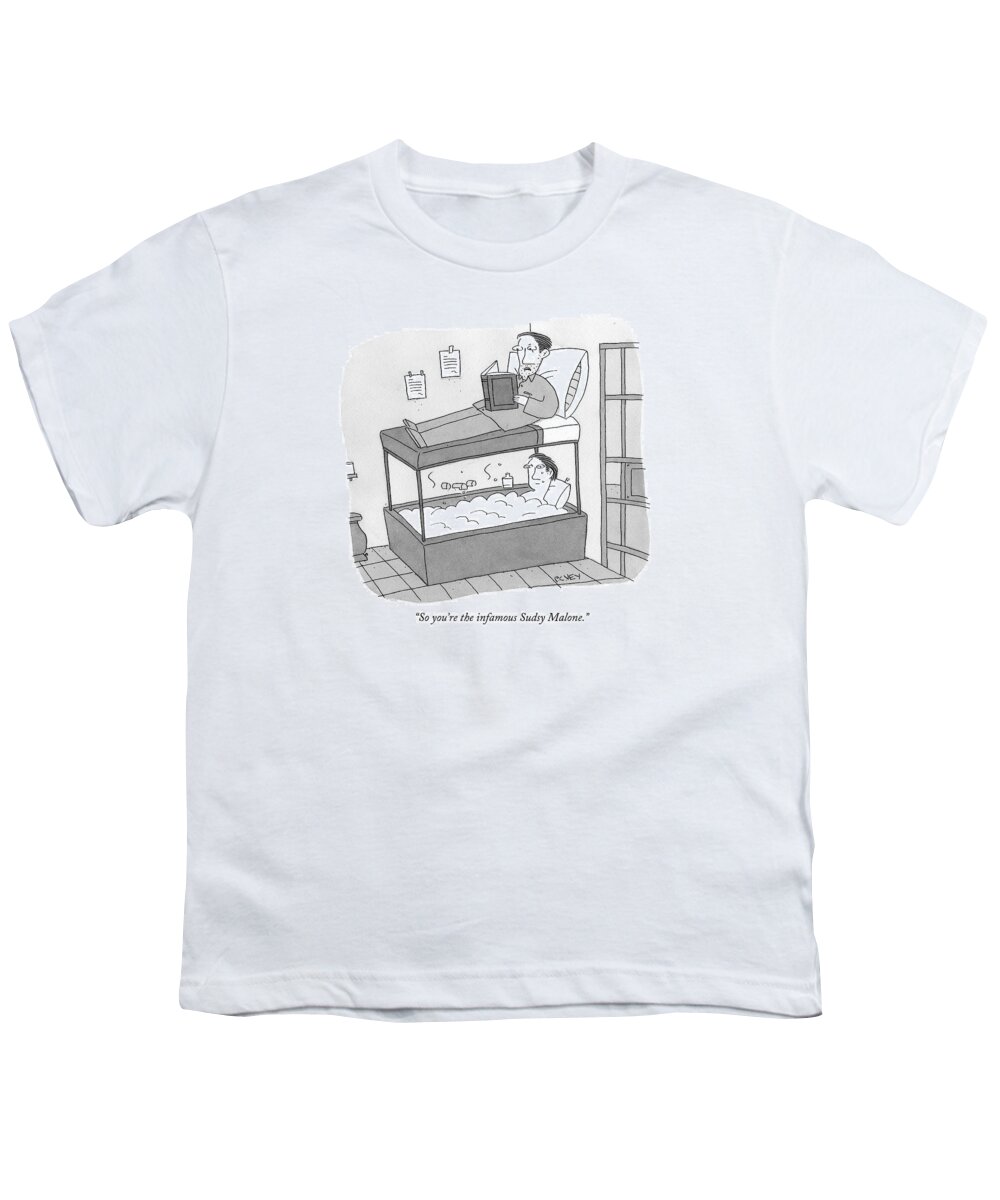 Jail Youth T-Shirt featuring the drawing A Bunk Bed With A Bath Tub Instead Of A Lower Bed by Peter C. Vey