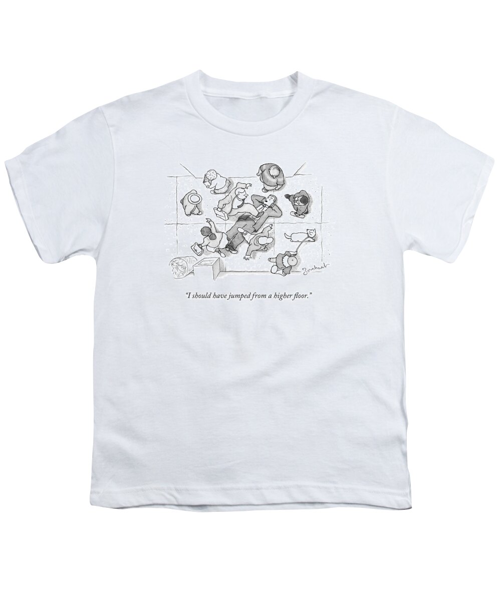 Business Youth T-Shirt featuring the drawing A Busy Street Of Pedestrians by David Borchart