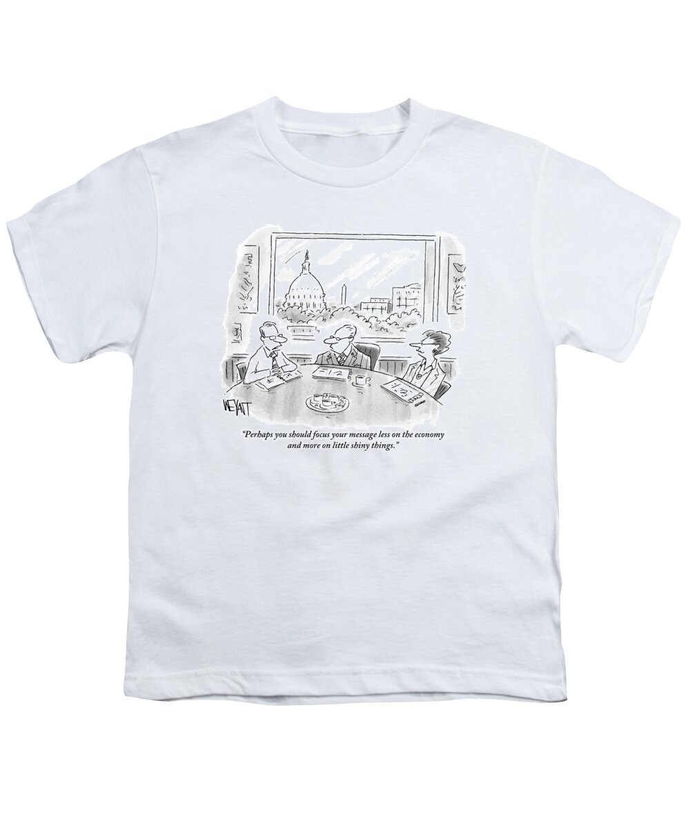 Washington Dc Youth T-Shirt featuring the drawing A Consultant Speaks To Two Businesspeople by Christopher Weyant