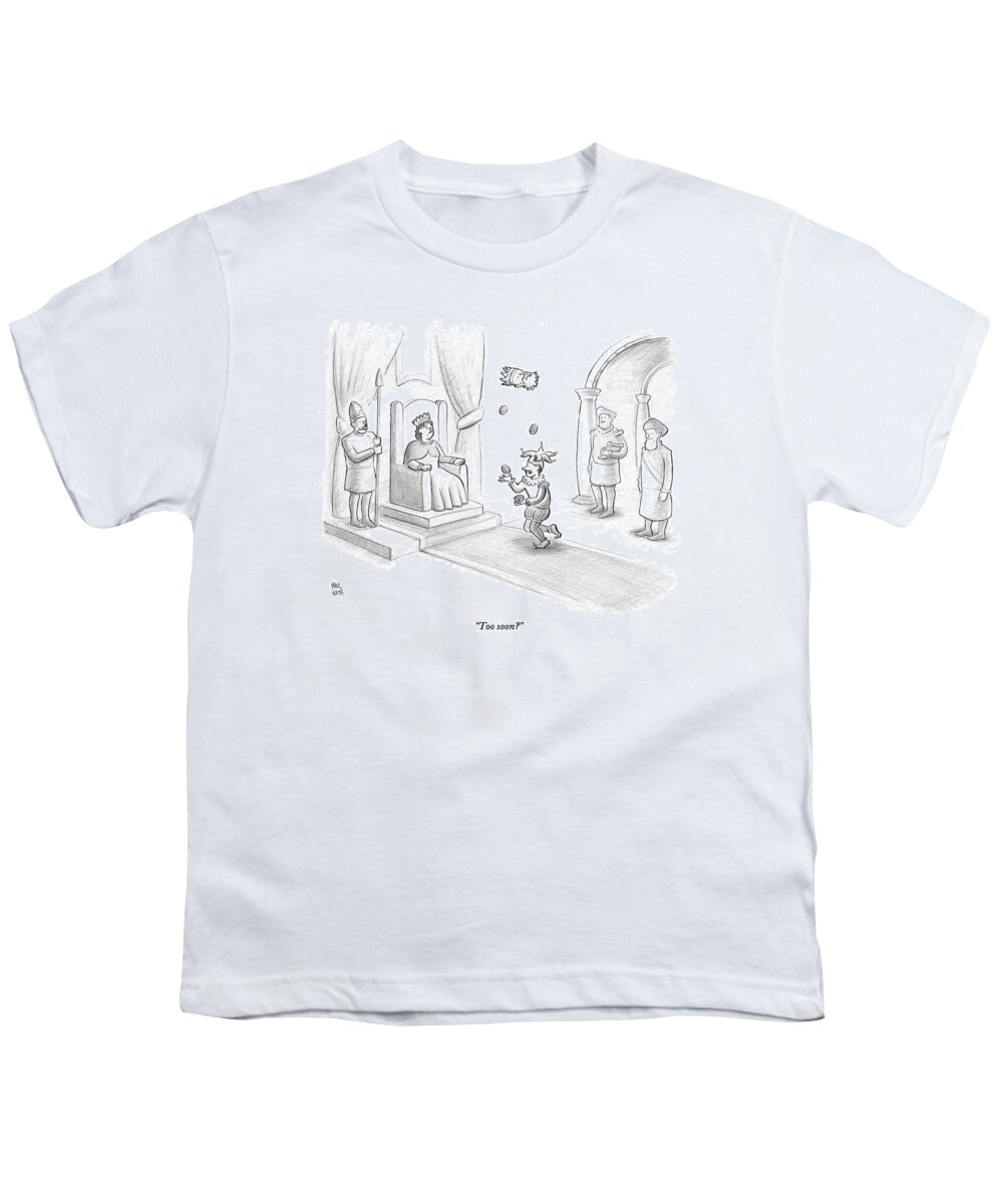 Royalty Youth T-Shirt featuring the drawing A Court Jester Juggles Balls And The Head by Paul Noth